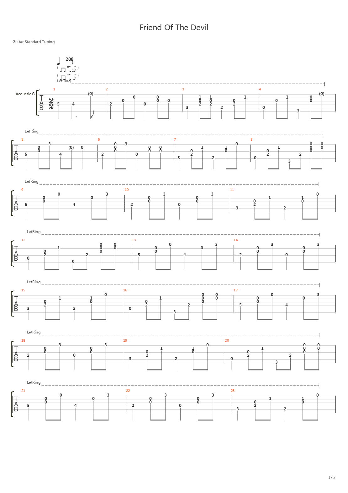 Friend Of The Devil吉他谱