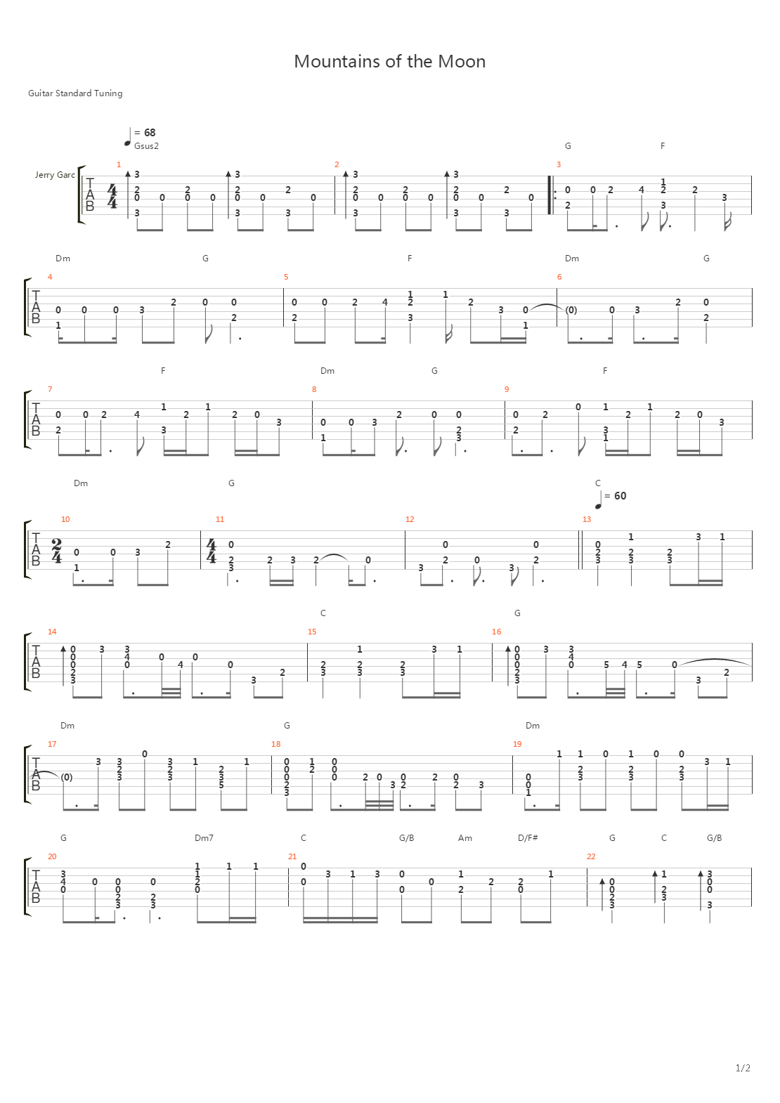 Mountains Of The Moon吉他谱