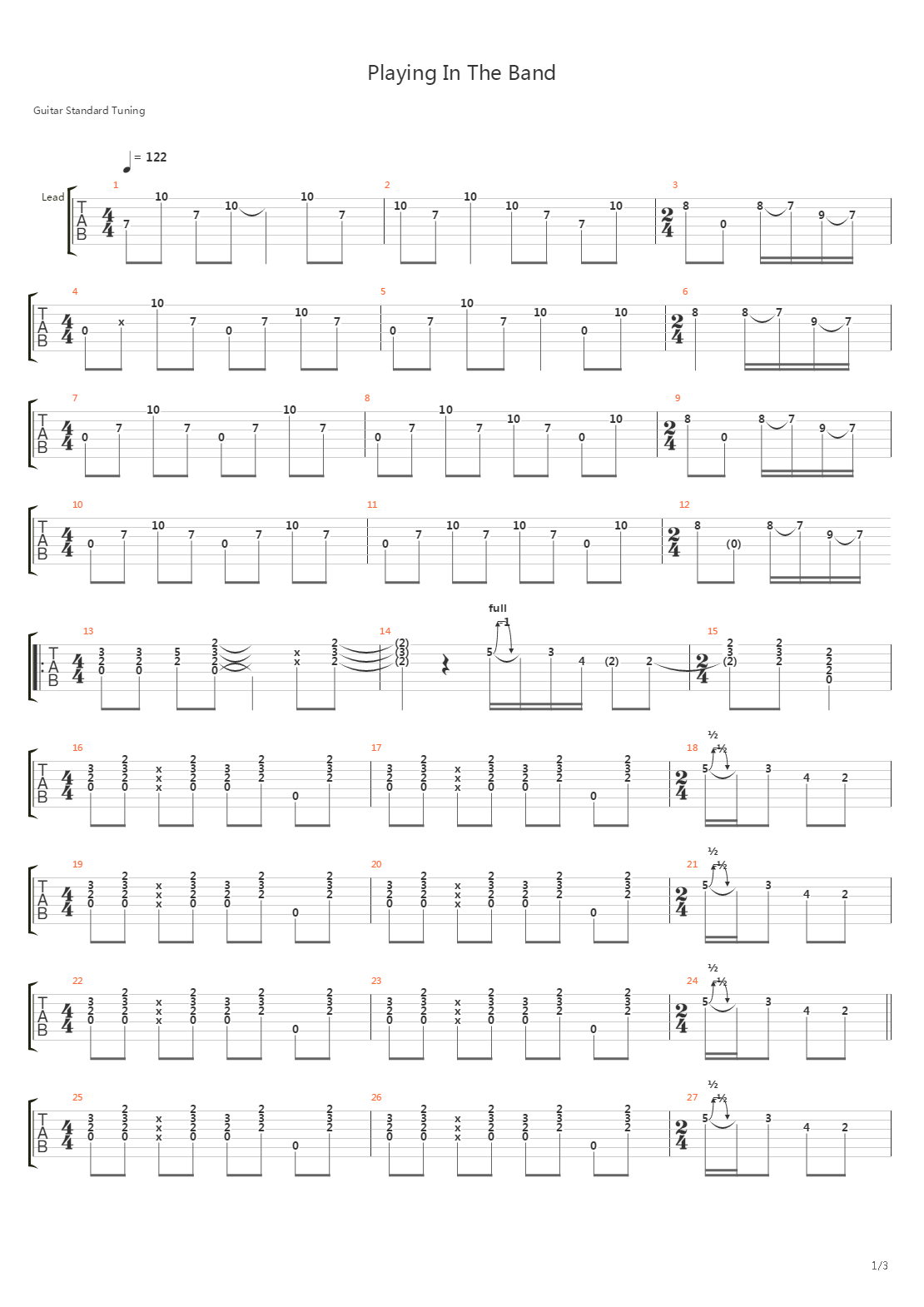 Playing In The Band吉他谱