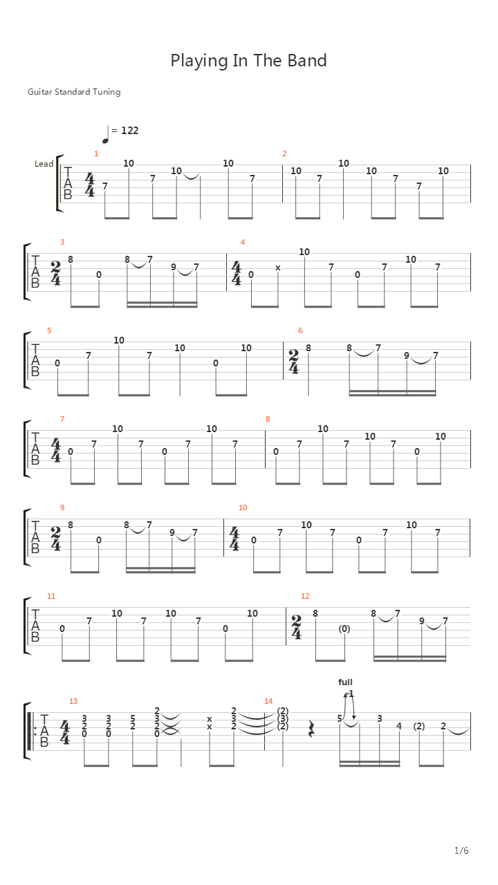 Playing In The Band吉他谱