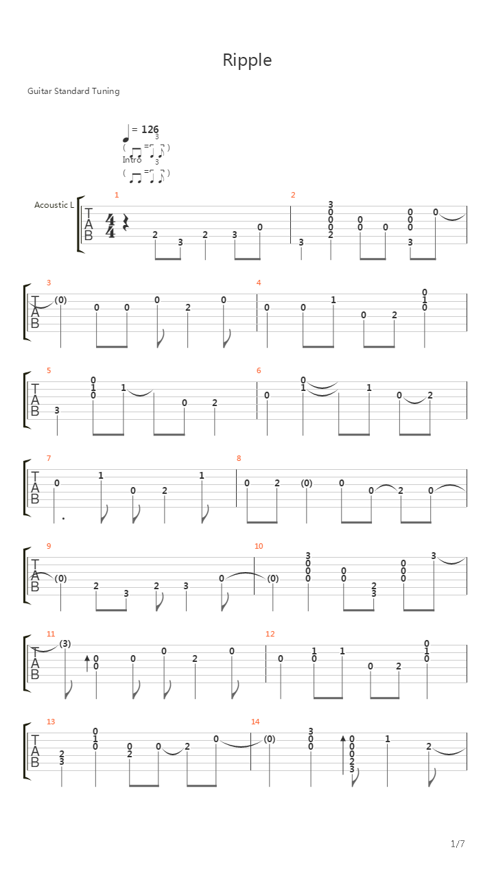 Ripple吉他谱
