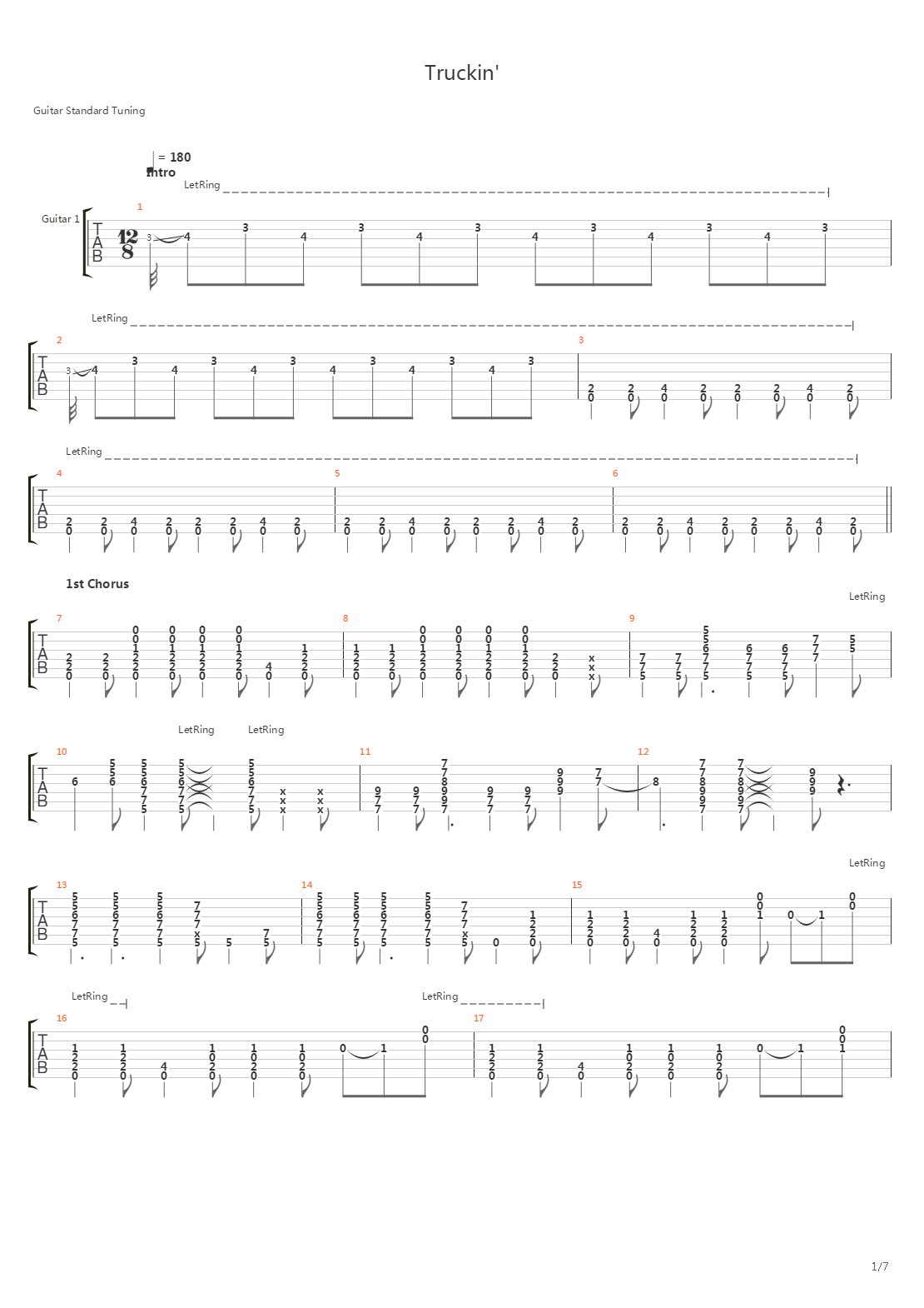 Truckin吉他谱