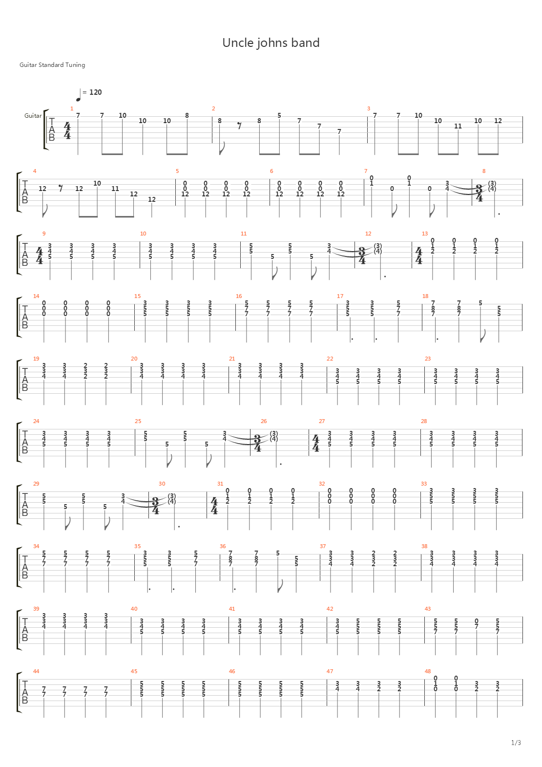 Uncle Johns Band吉他谱
