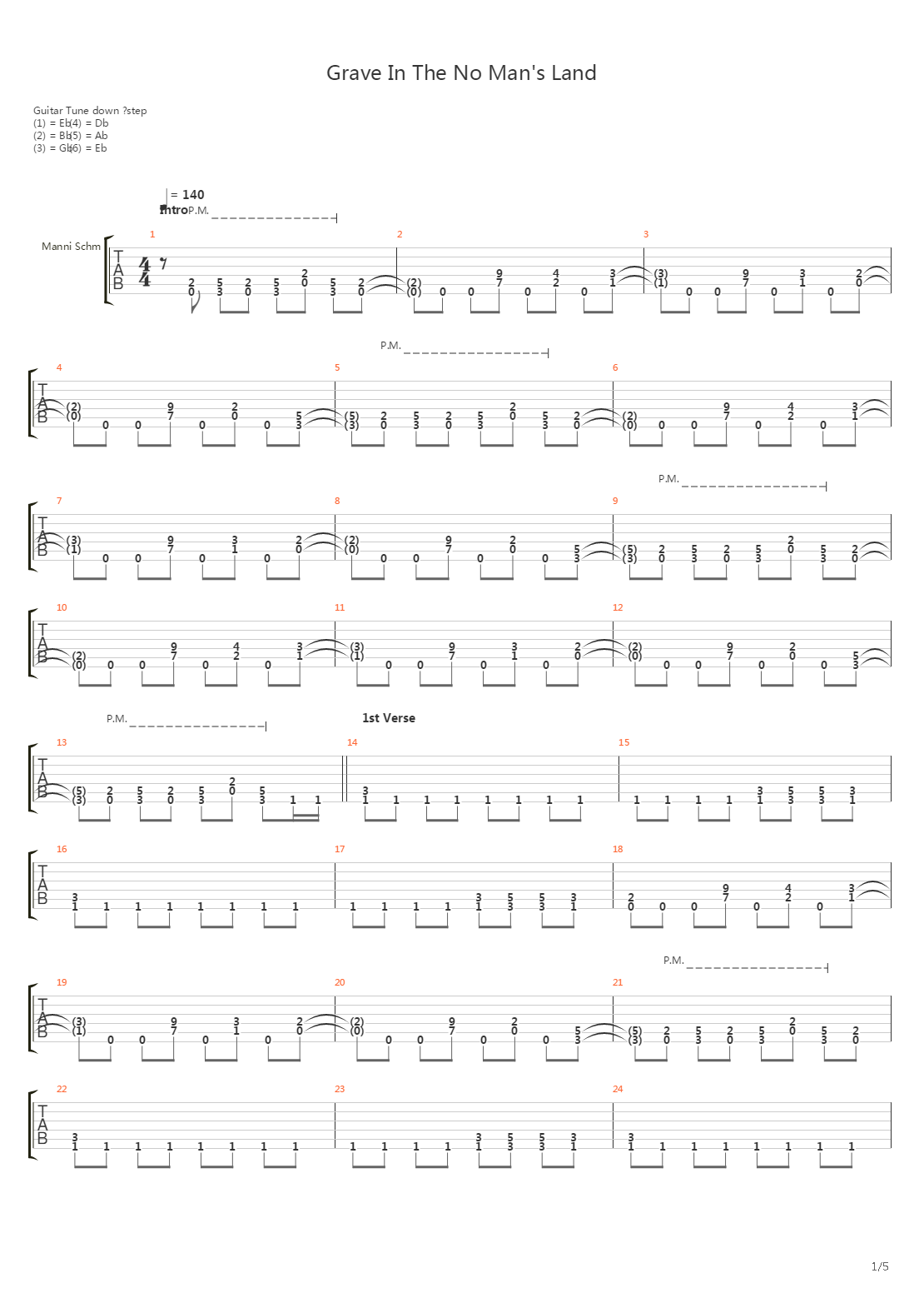 Grave In The No Mans Land吉他谱