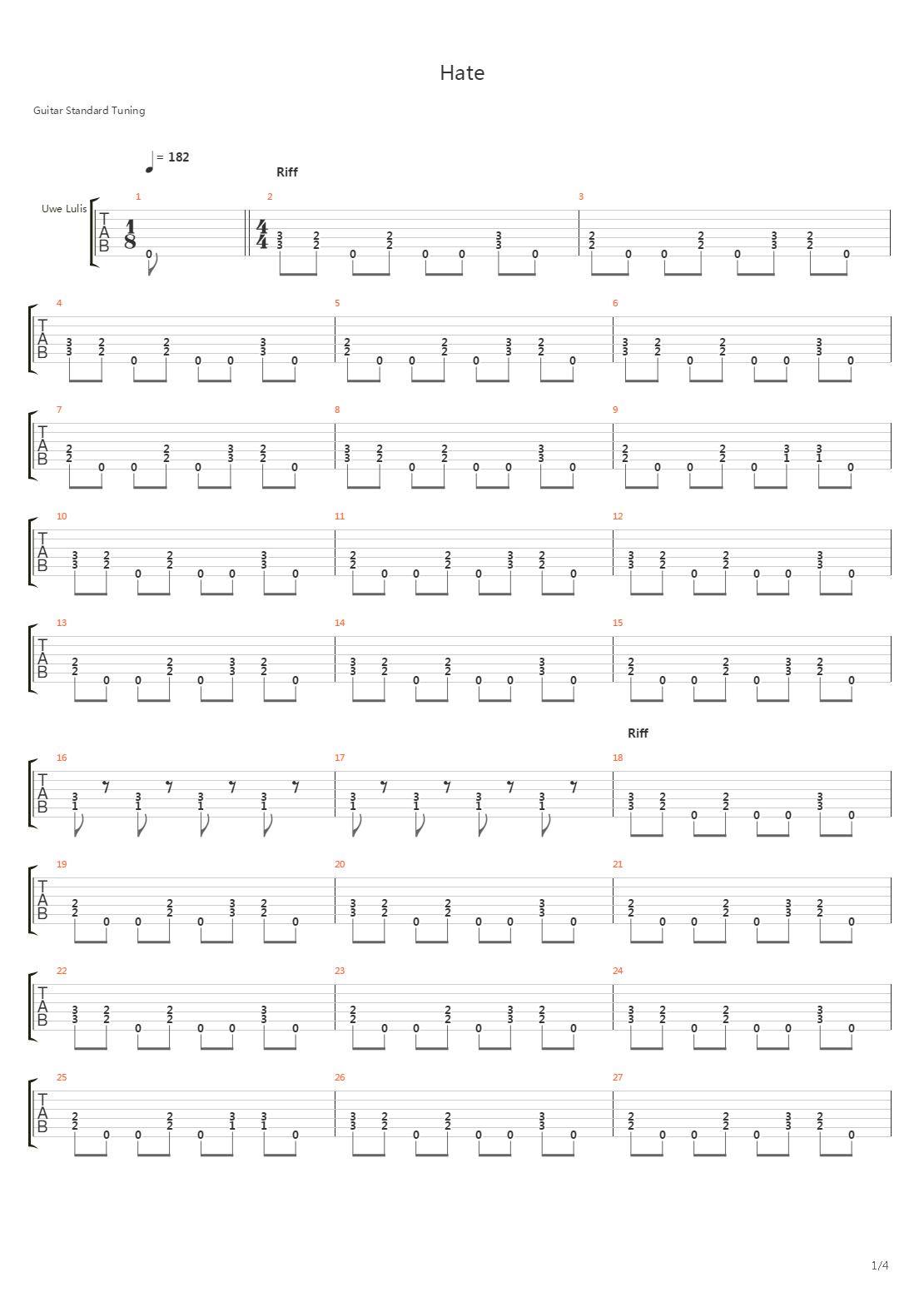 Hate吉他谱