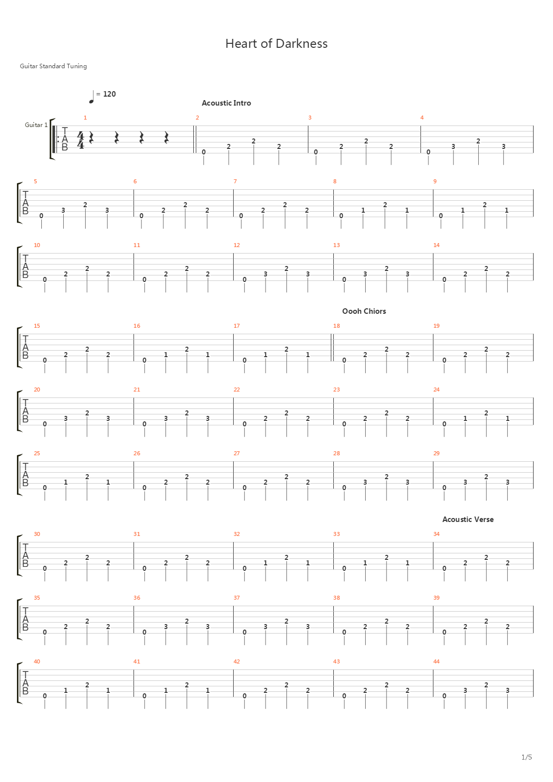 Heart Of Darkness吉他谱