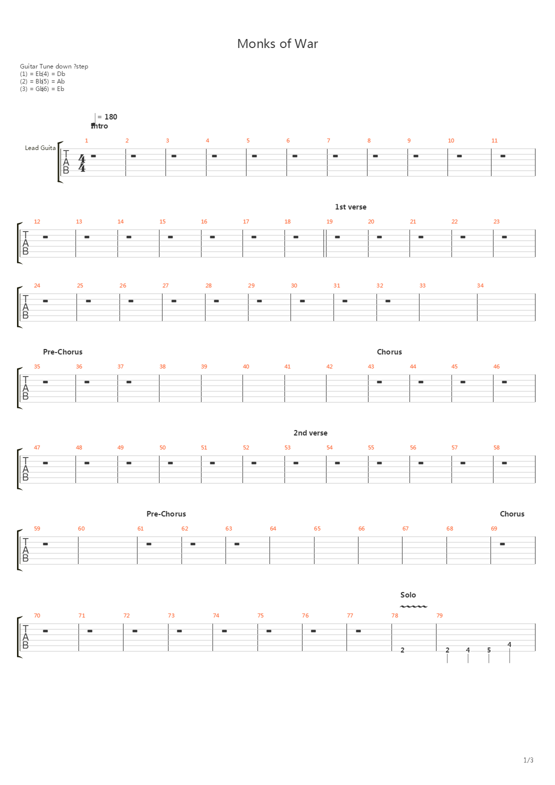 Monks Of War吉他谱
