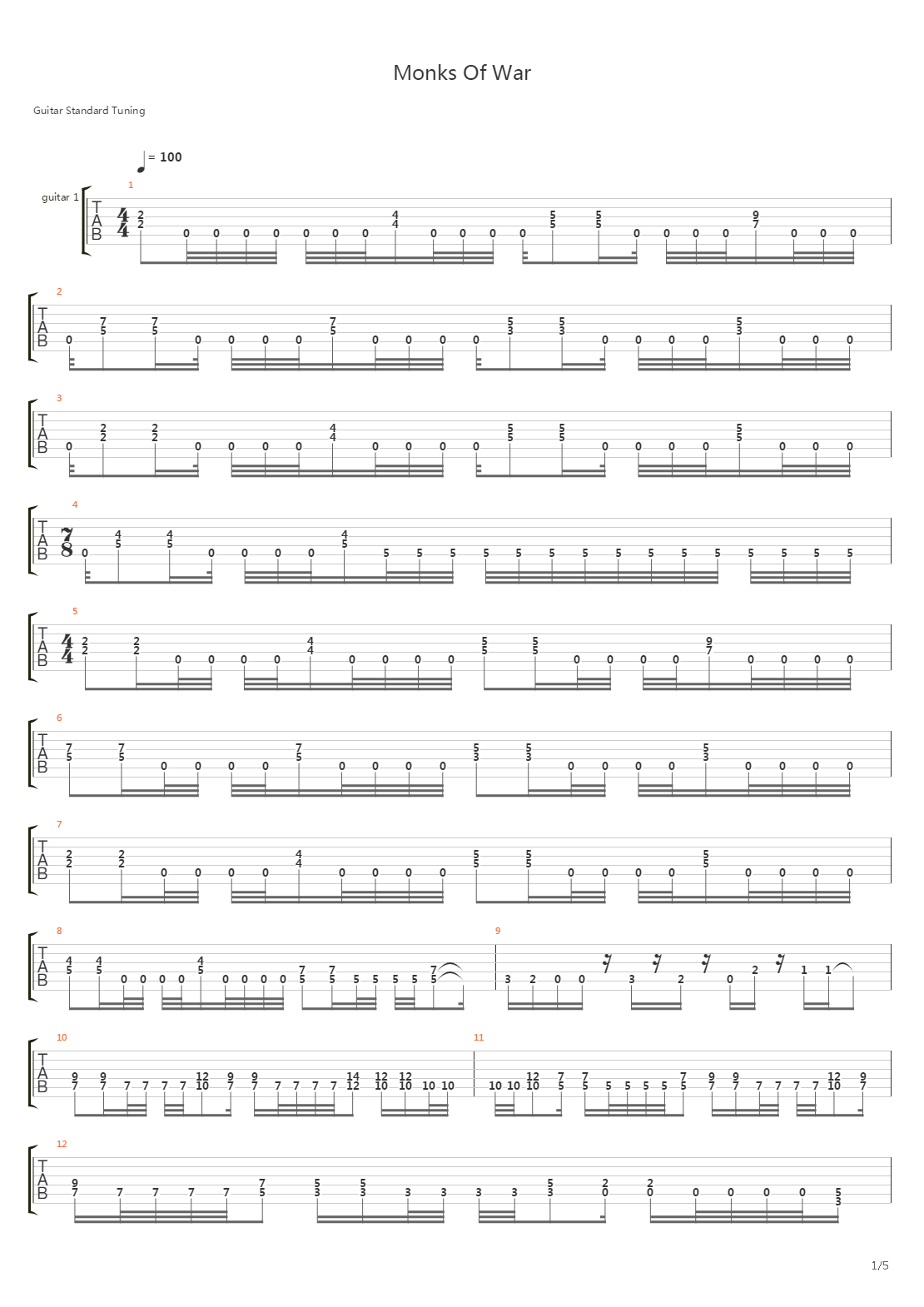 Monks Of War吉他谱