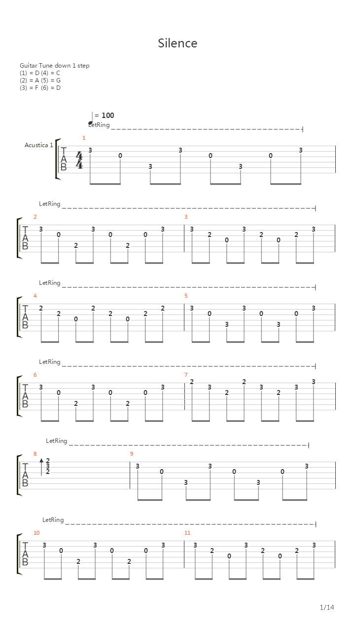 Silence吉他谱
