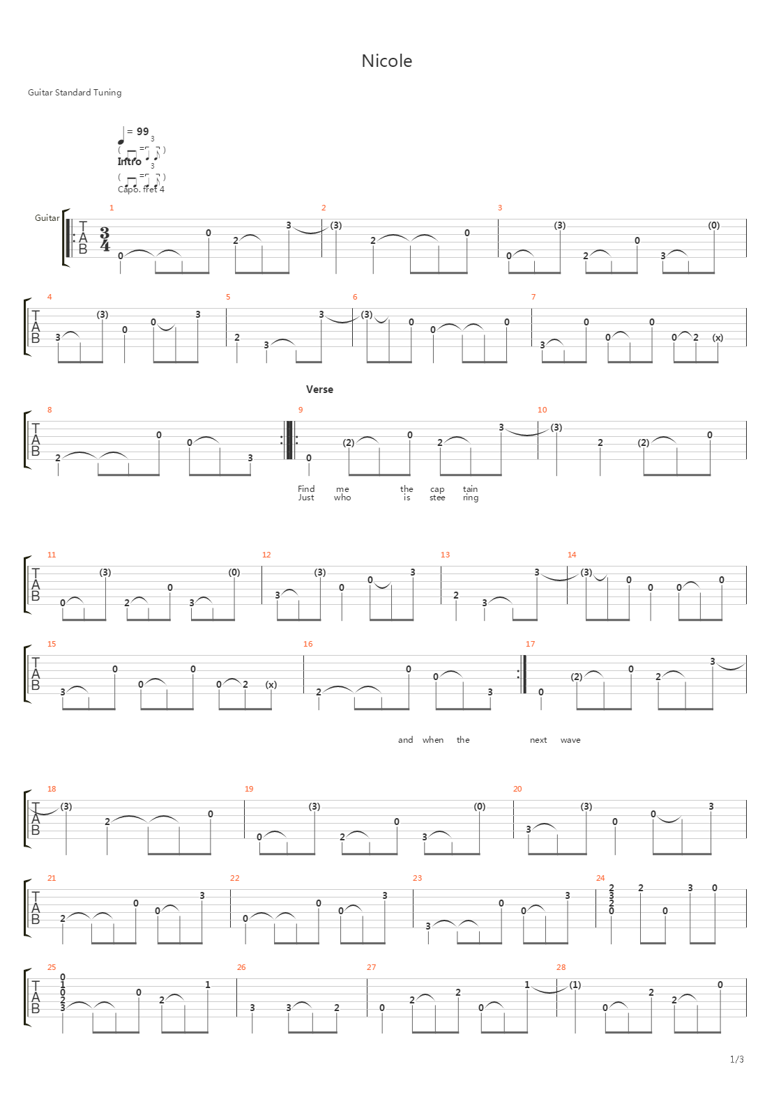 Nicole吉他谱