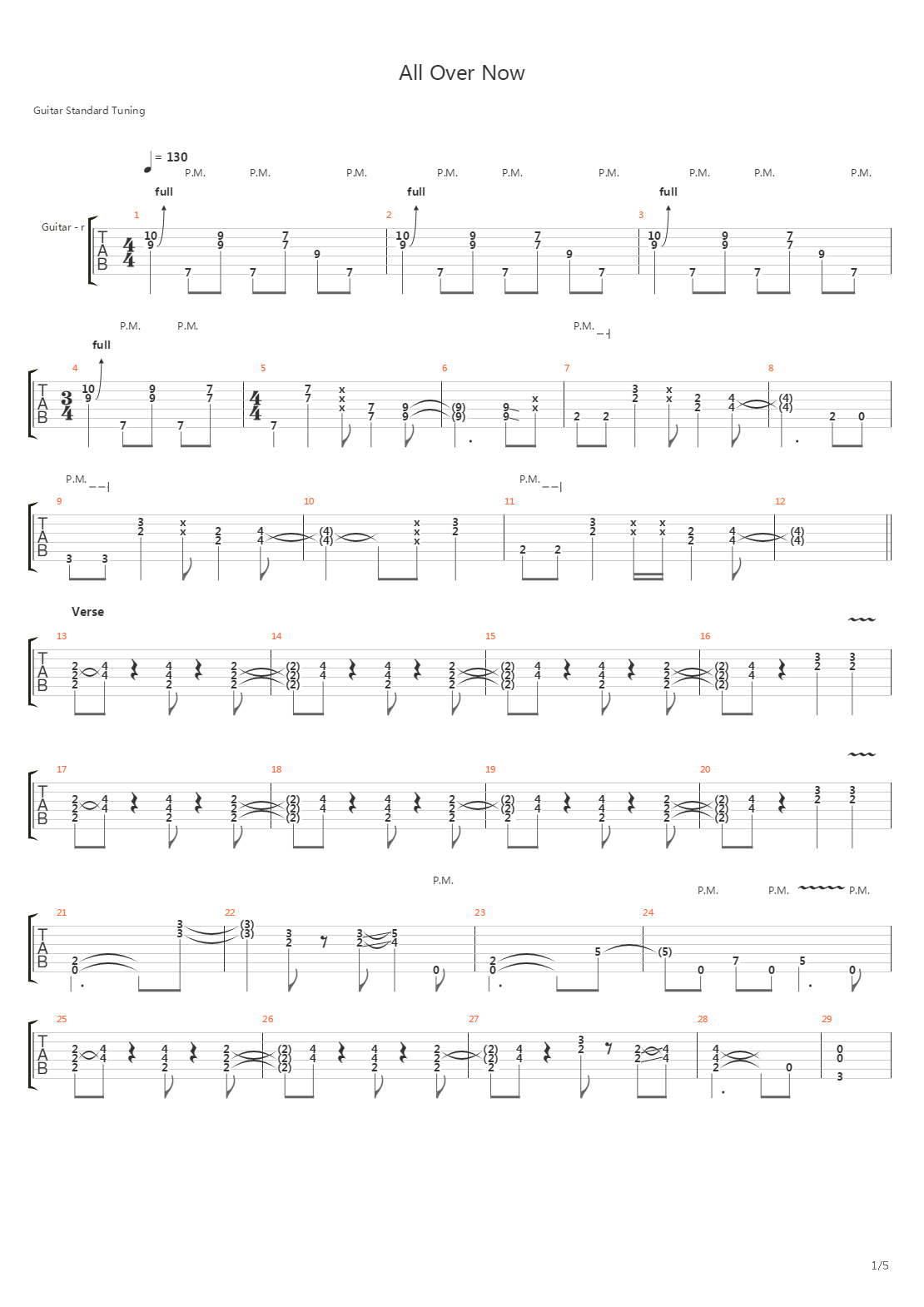 All Over Now吉他谱