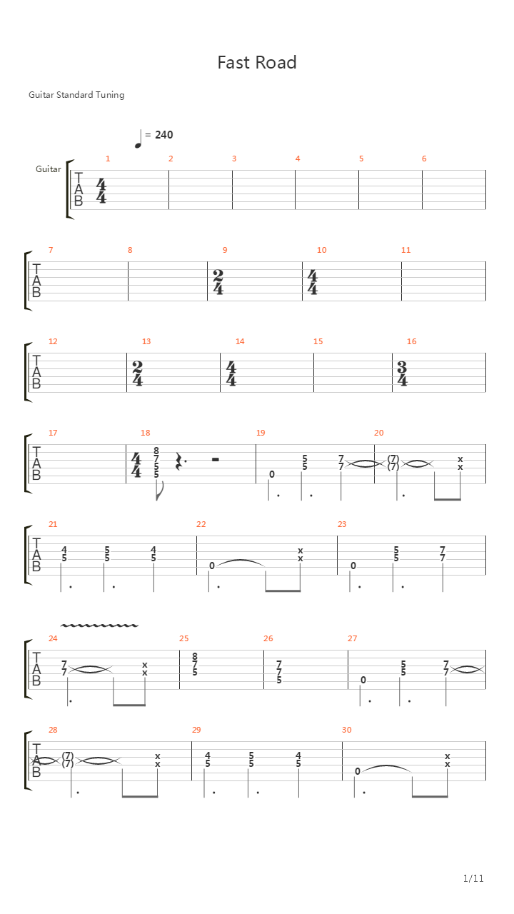 Fast Road吉他谱