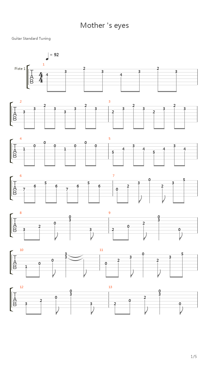 Mother S Eyes吉他谱