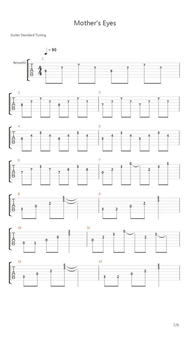 Mothers Eyes吉他谱