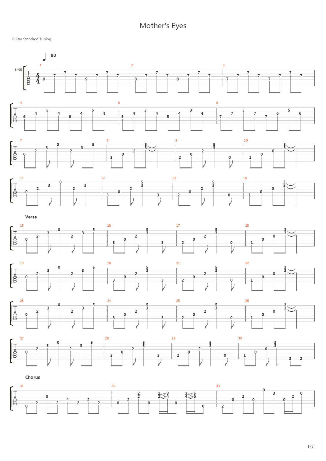 Mothers Eyes吉他谱