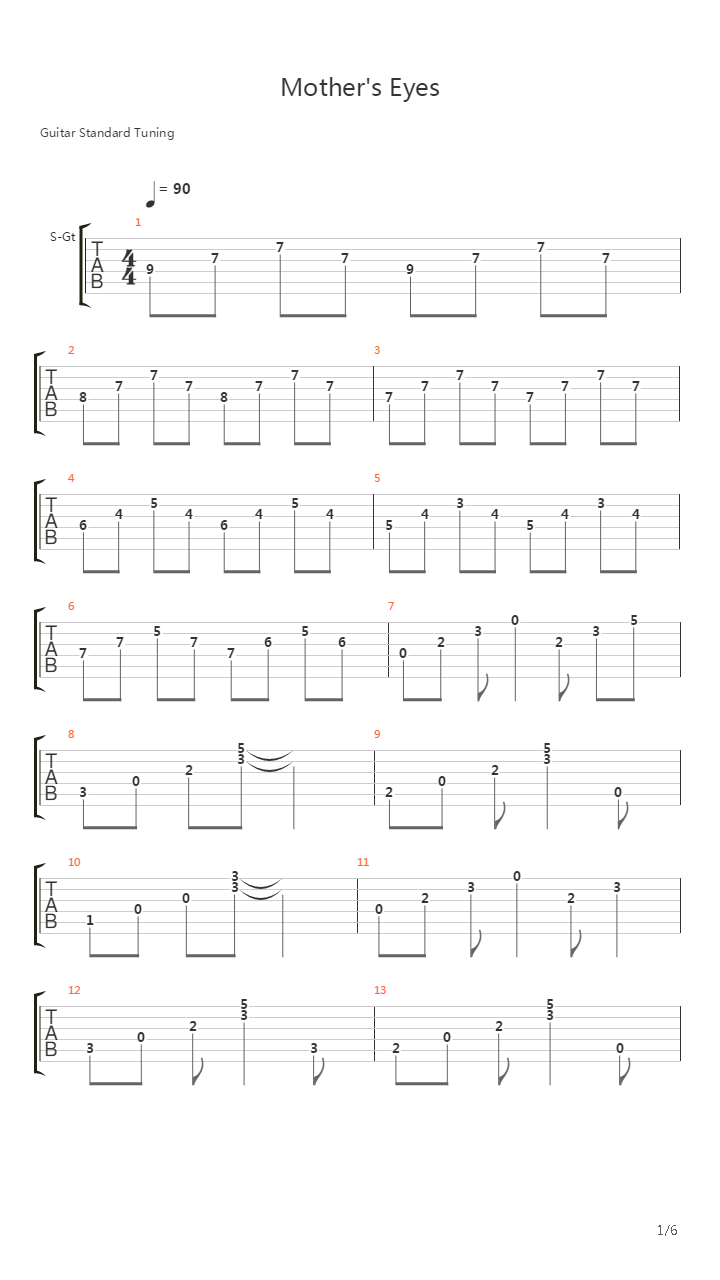 Mothers Eyes吉他谱