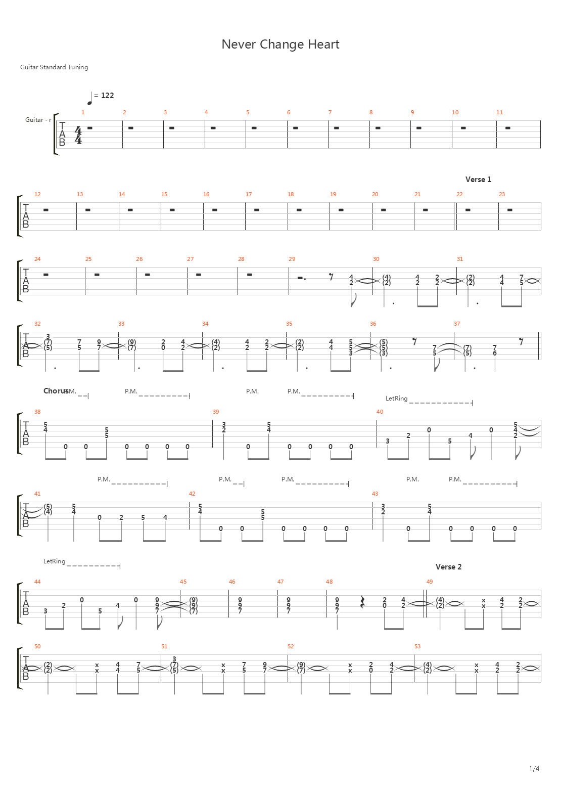 Never Change Heart吉他谱