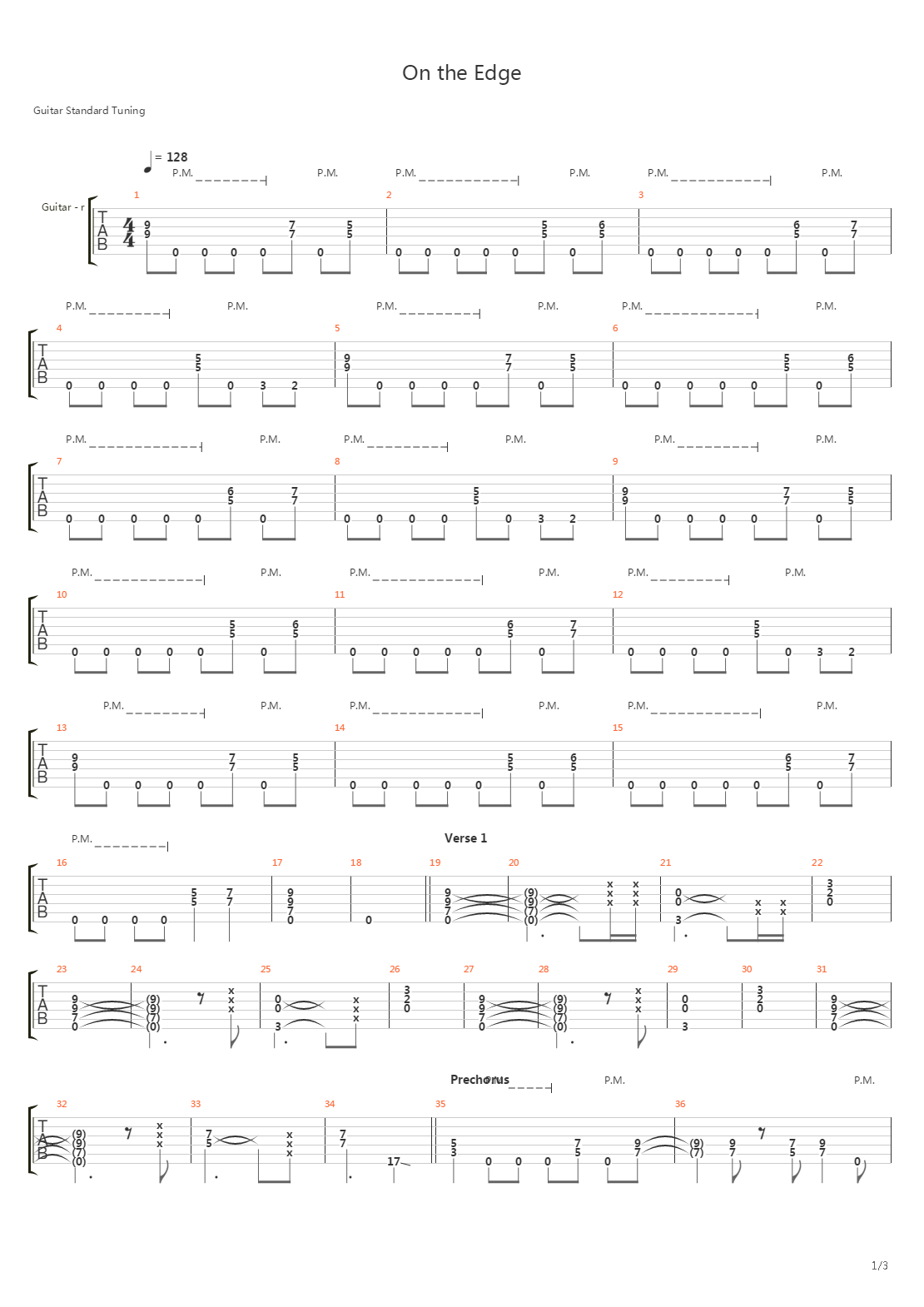 On The Edge吉他谱