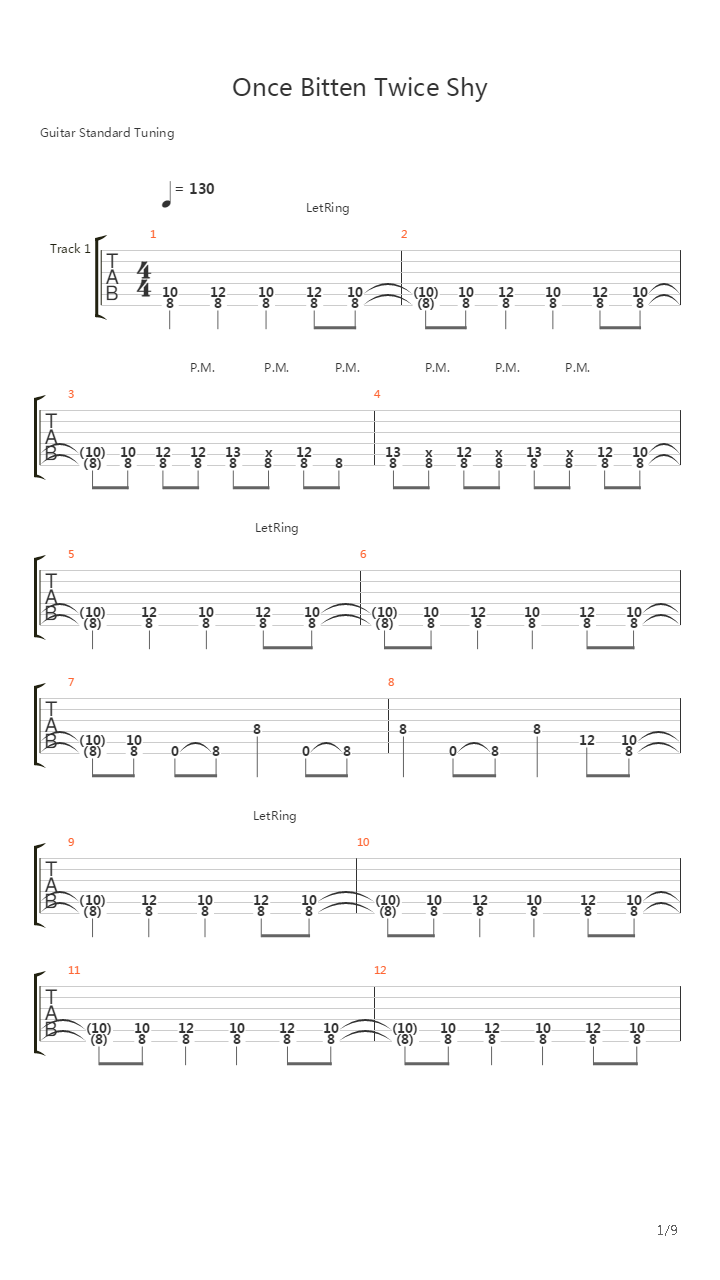 Once Bitten Twice Shy吉他谱