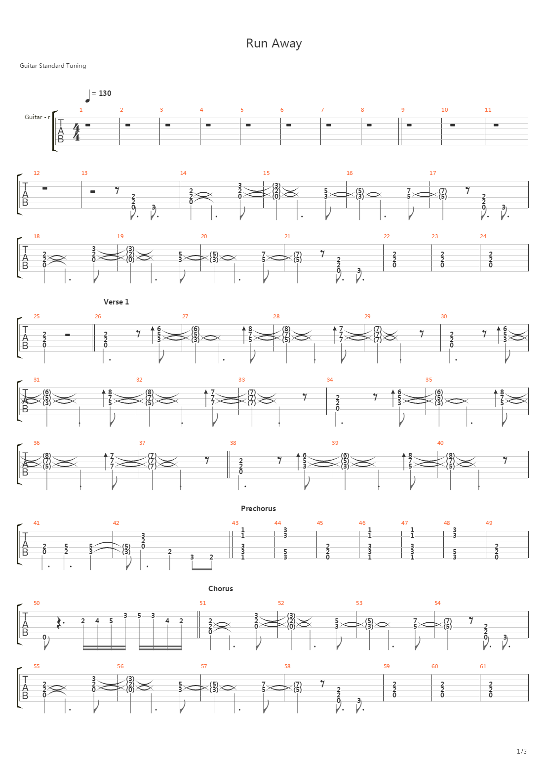 Run Away吉他谱