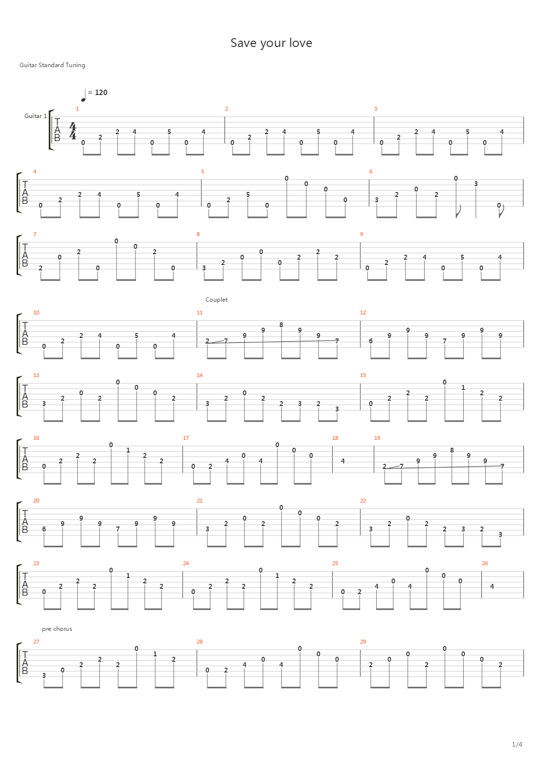 Save Your Love吉他谱