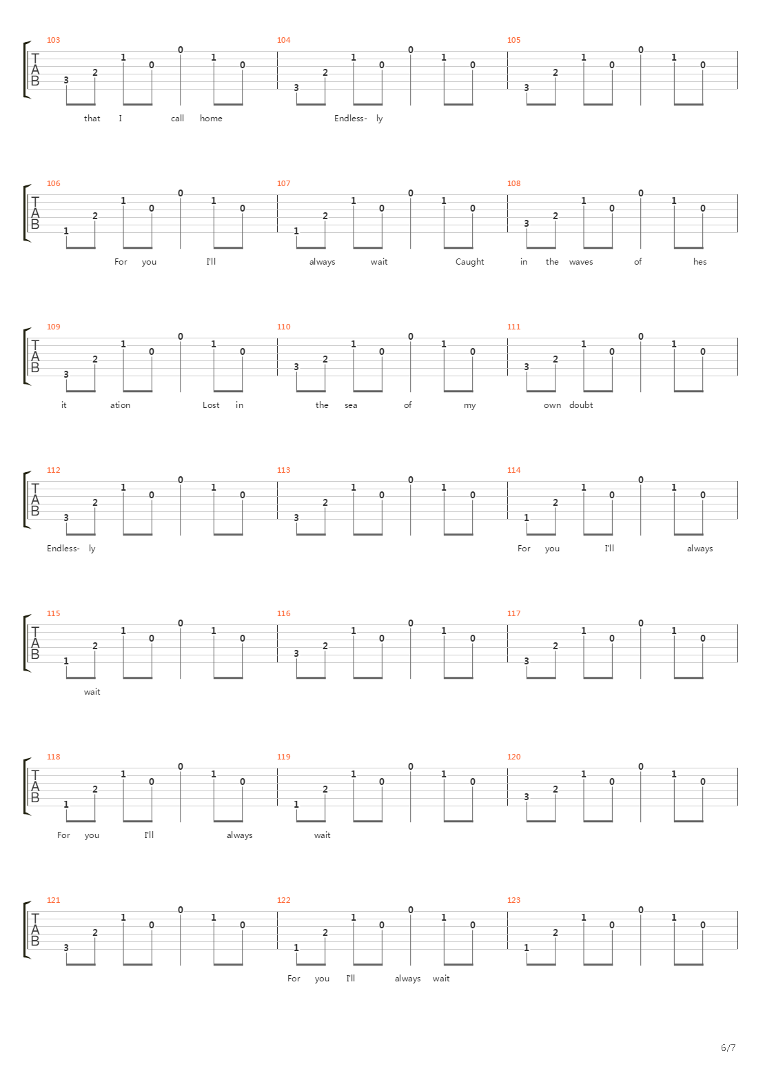 Endlessly吉他谱