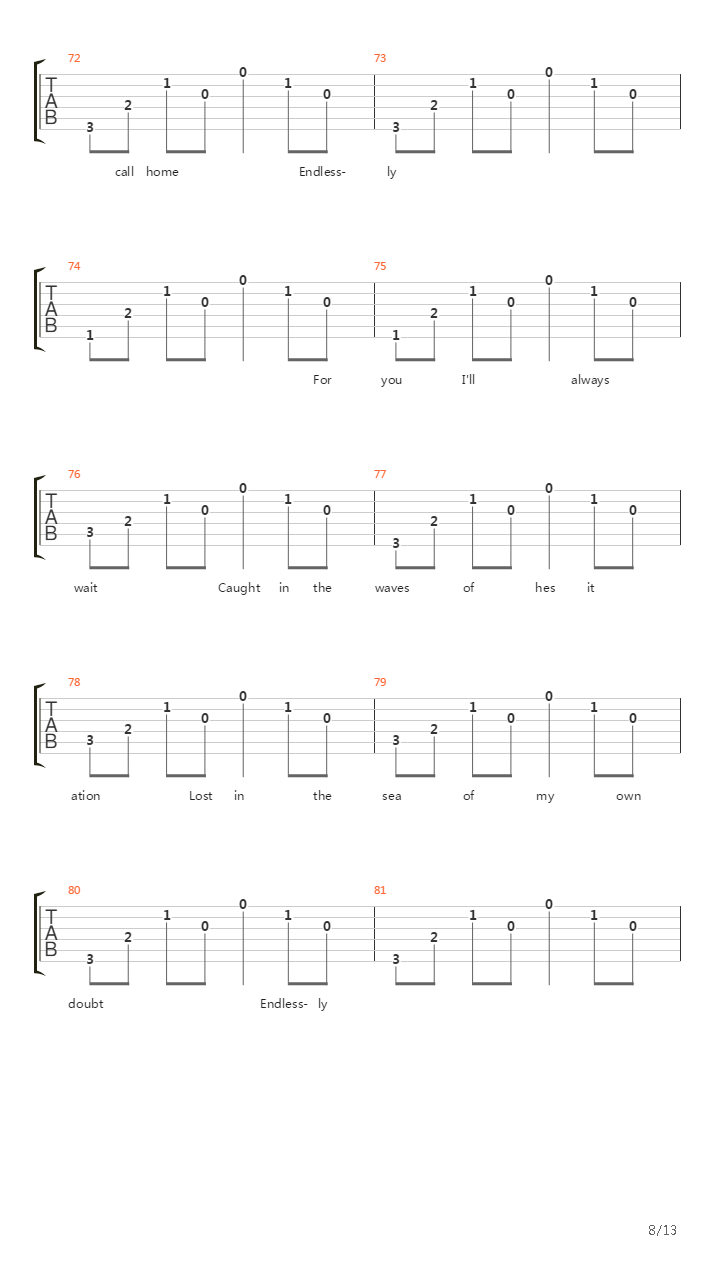 Endlessly吉他谱