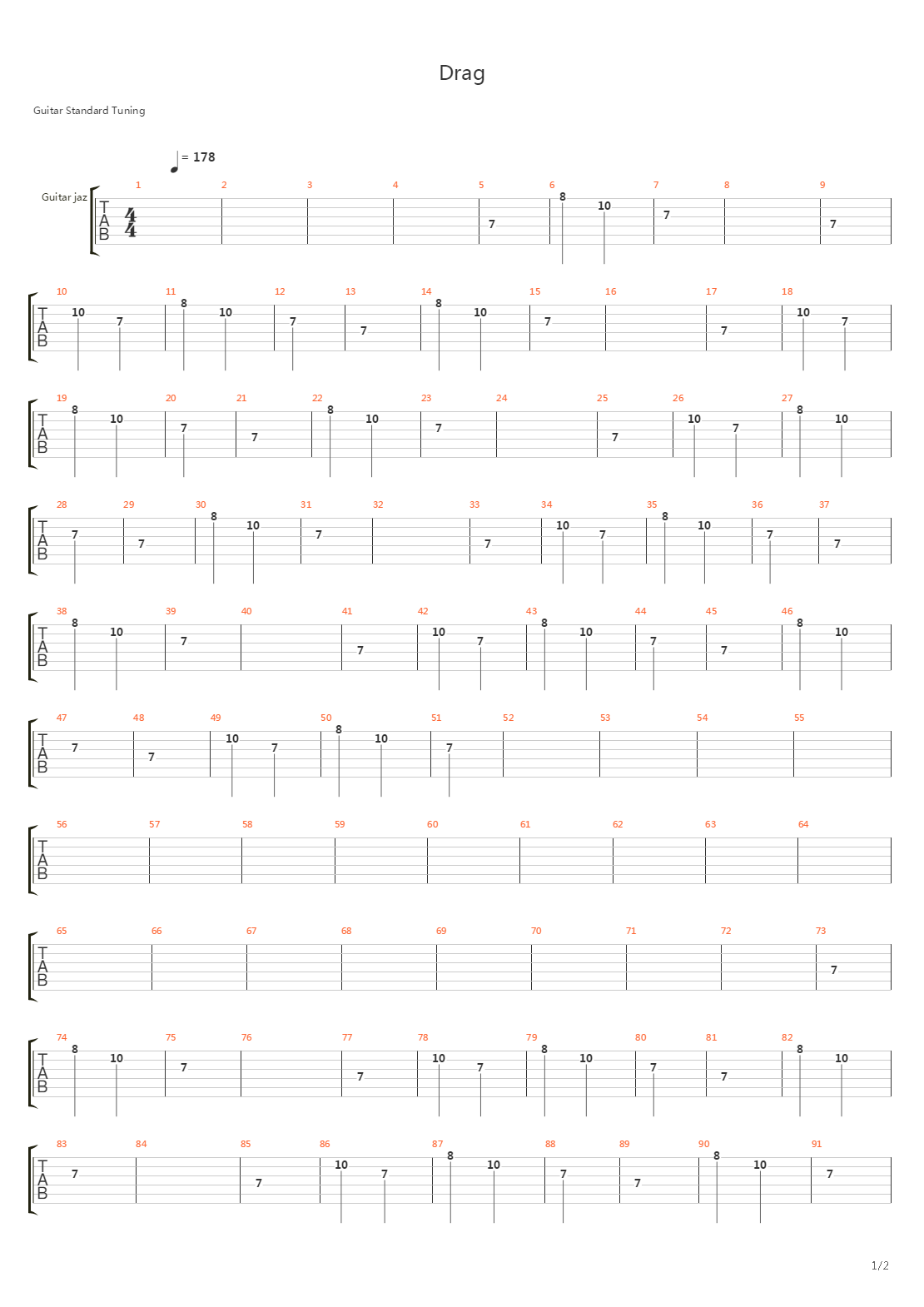 Drag吉他谱