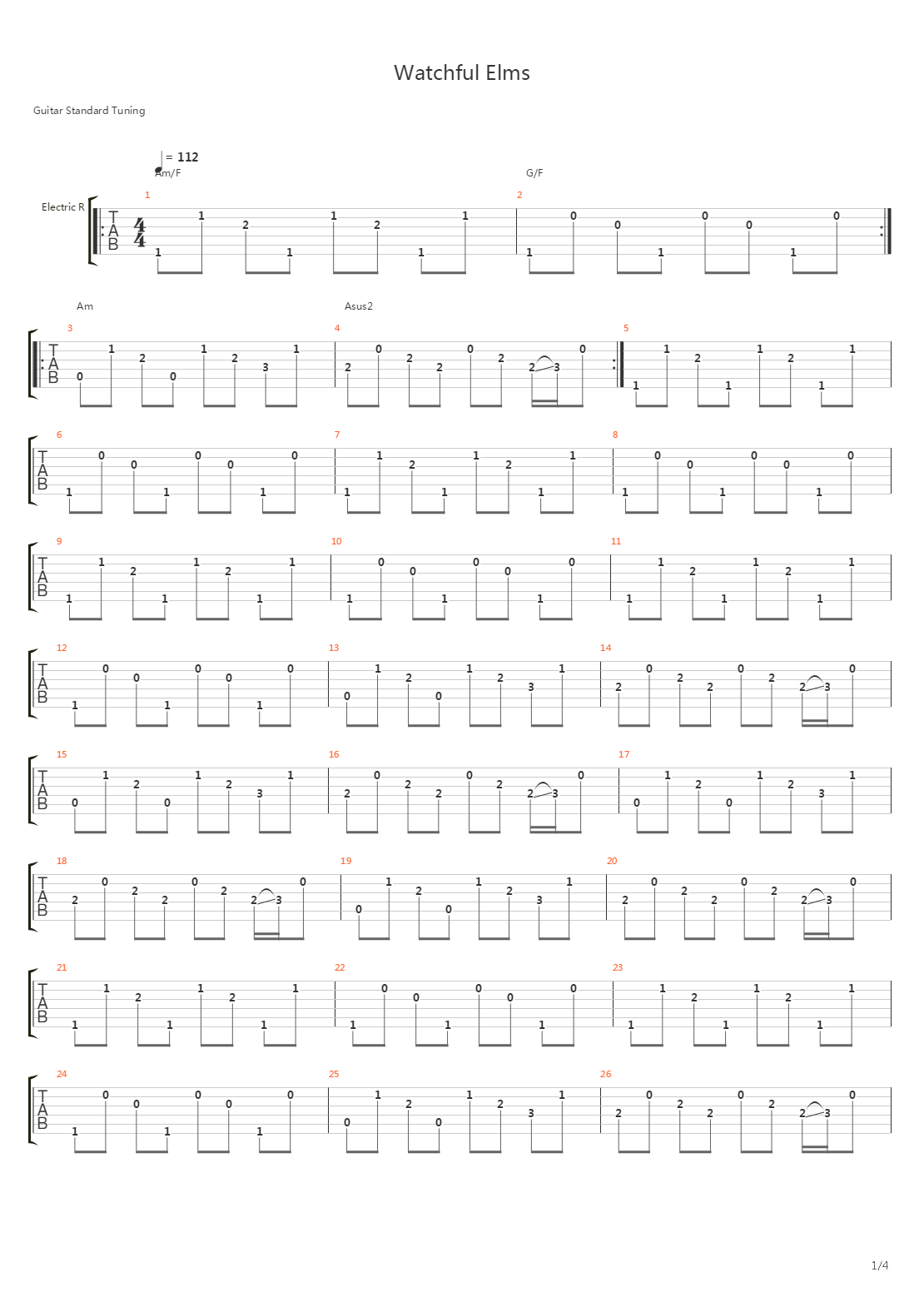Watchful Elms吉他谱
