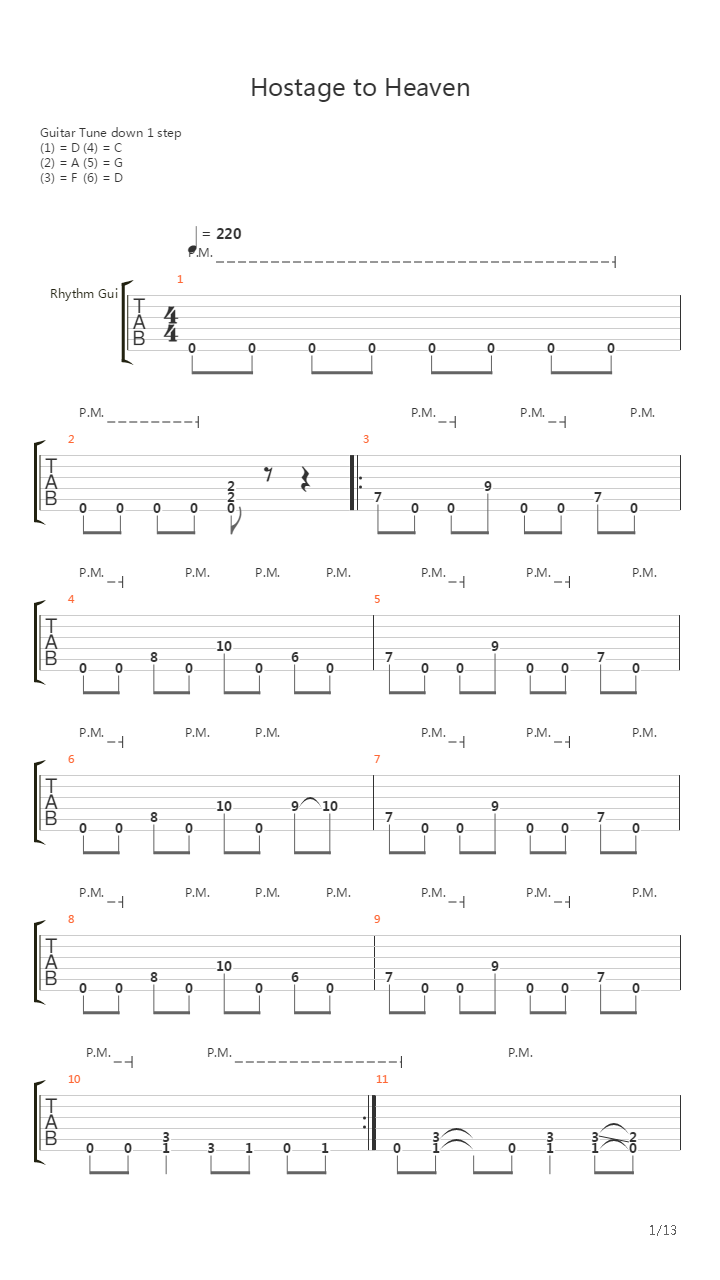 Hostage To Heaven吉他谱