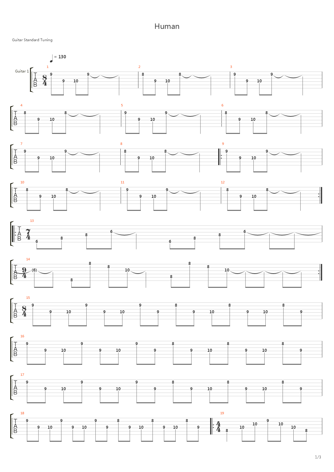 Human吉他谱