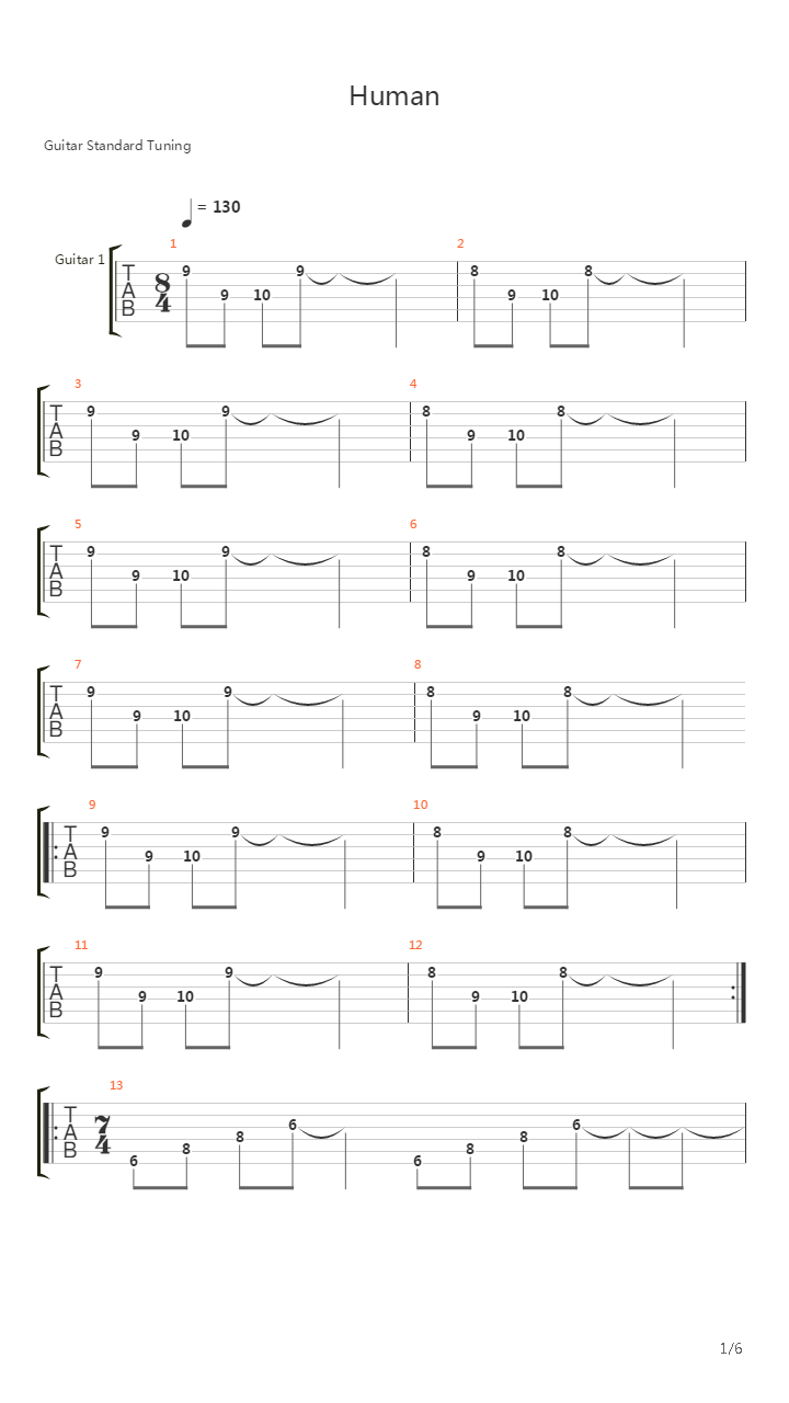 Human吉他谱