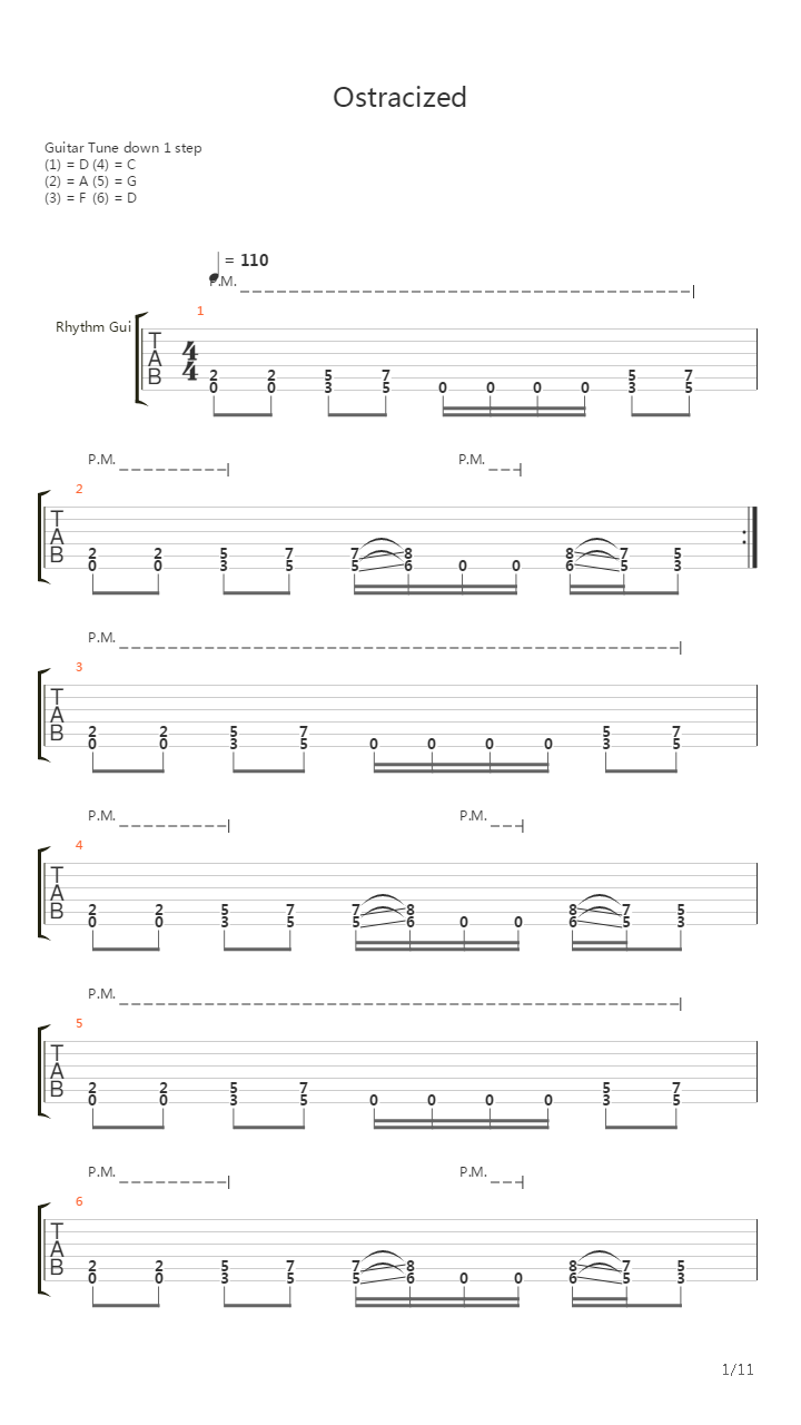 Ostracized吉他谱