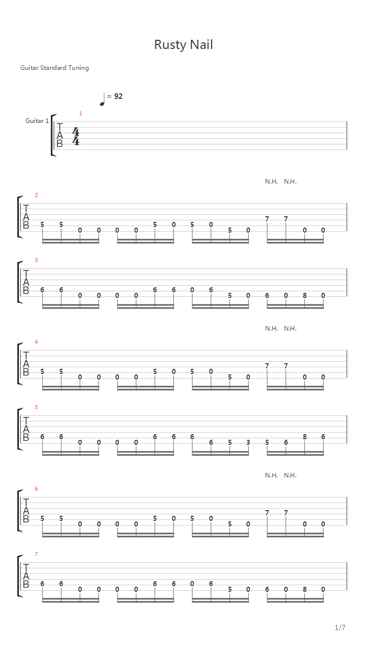 Rusty Nail吉他谱