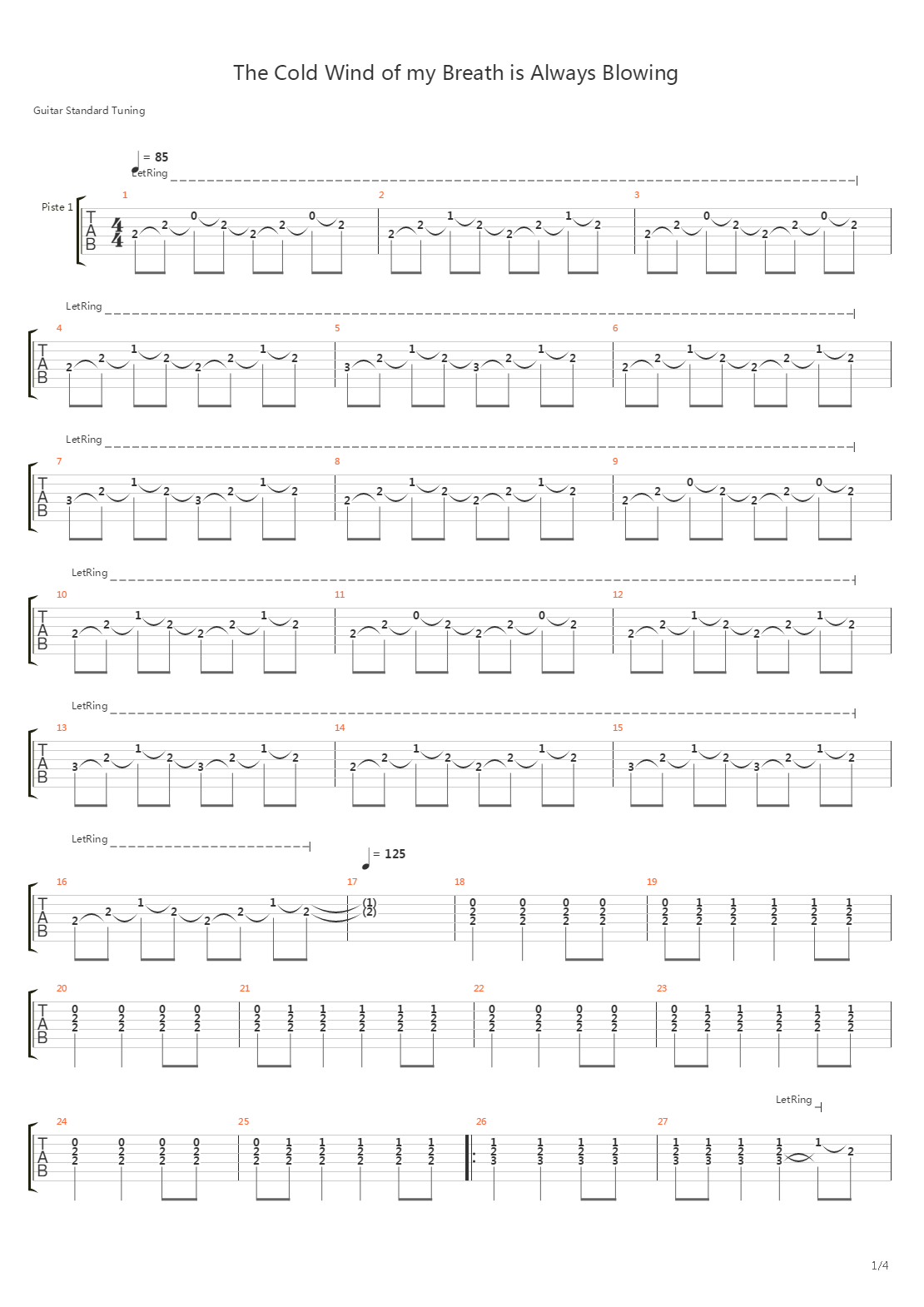 The Cold Wind Of My Breath Is Always Blowing吉他谱