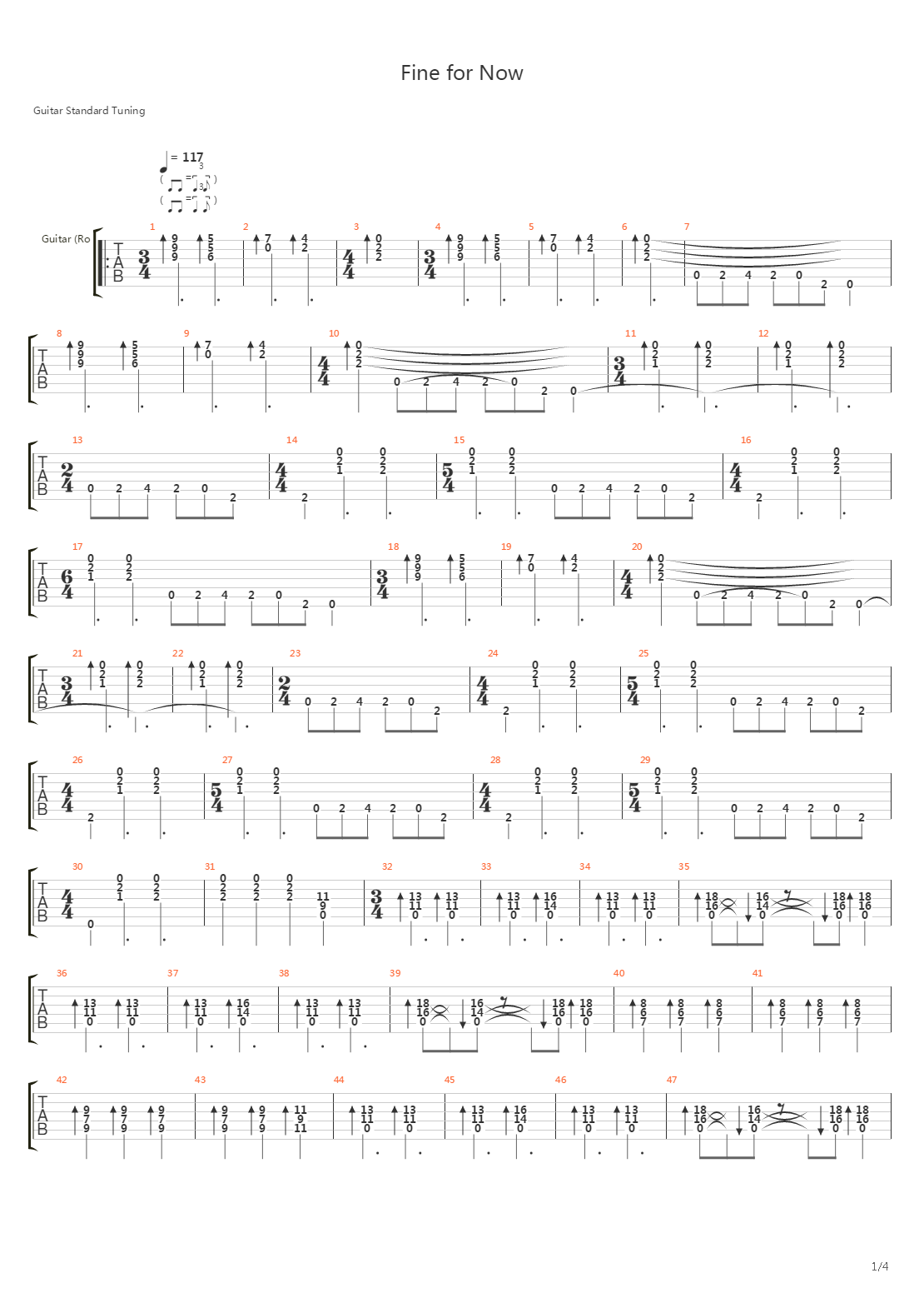 Fine For Now吉他谱