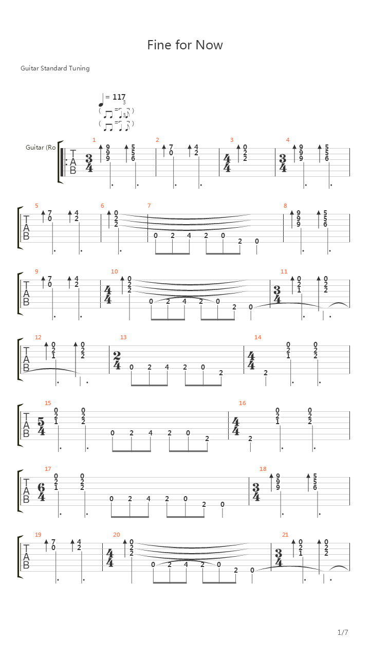 Fine For Now吉他谱