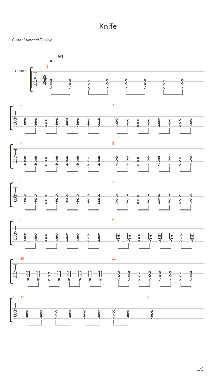Knife吉他谱