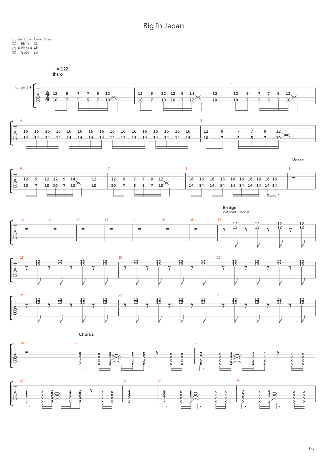 Big In Japan吉他谱