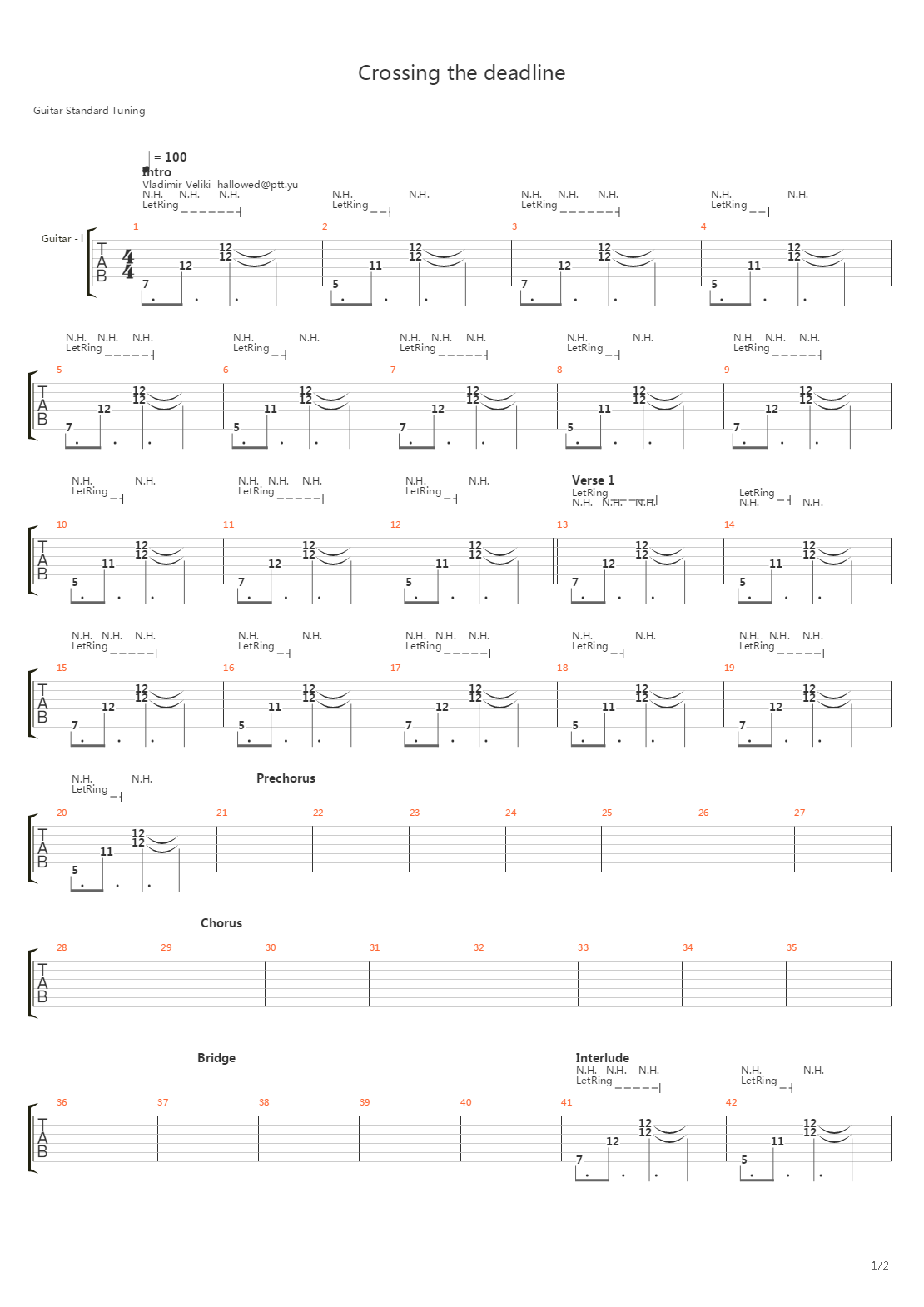 Crossing The Deadline吉他谱