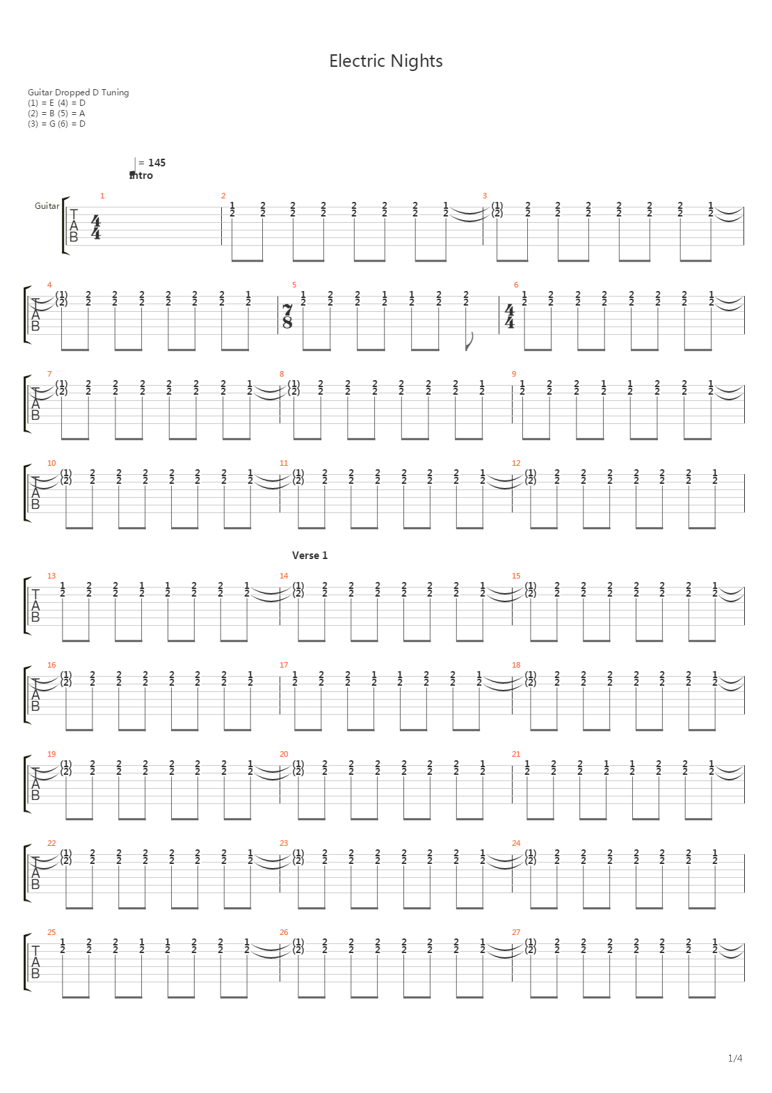 Electric Nights吉他谱