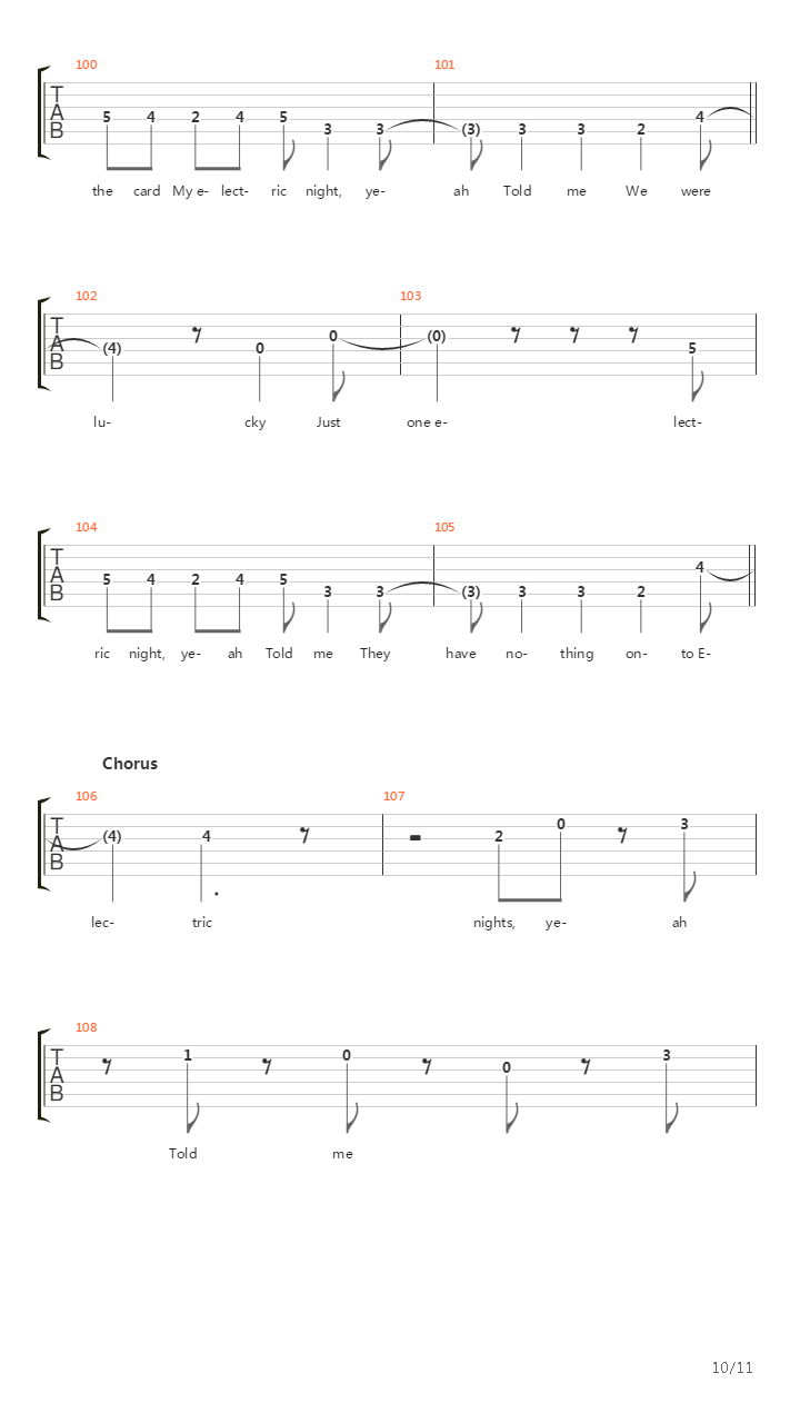 Electric Nights吉他谱