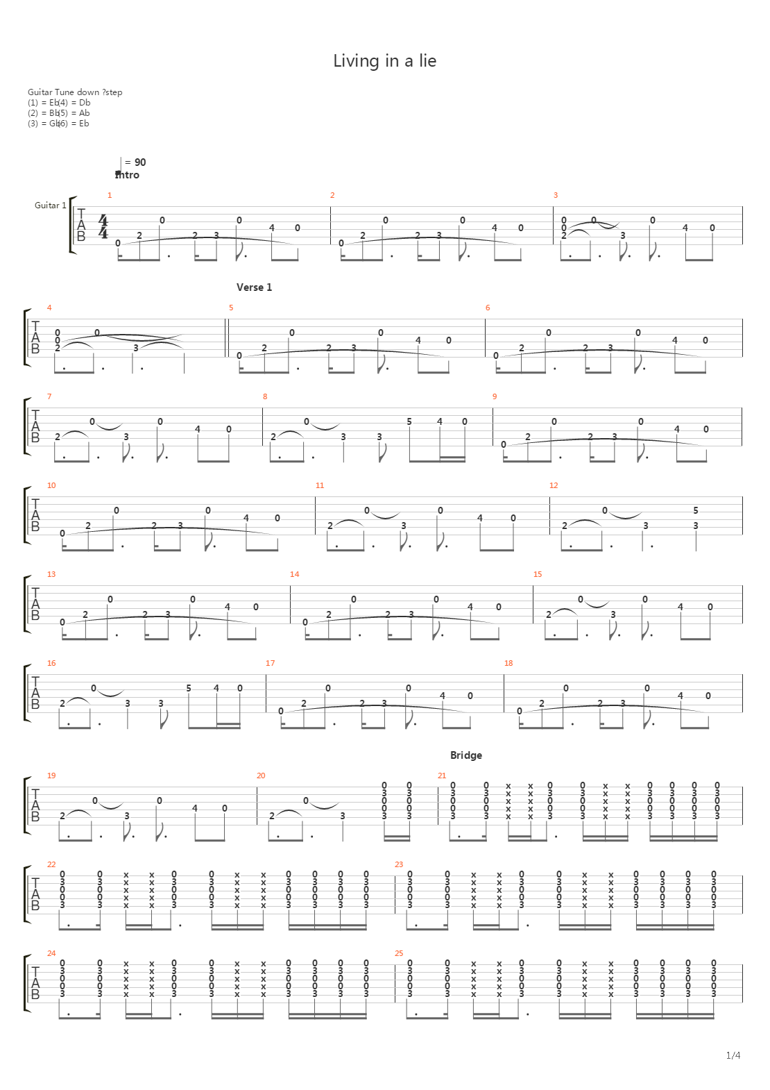 Living In A Lie吉他谱