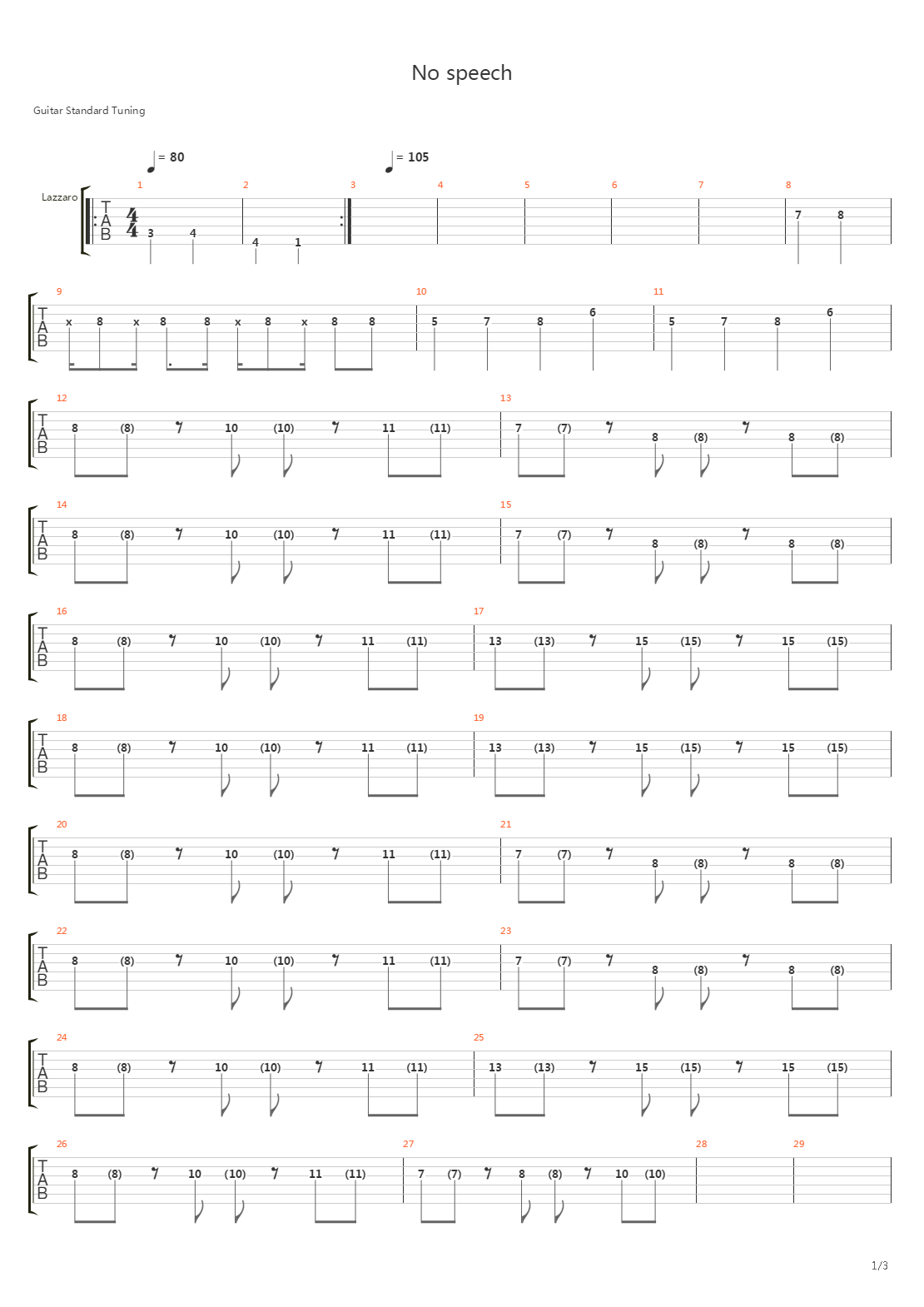 No Speech吉他谱