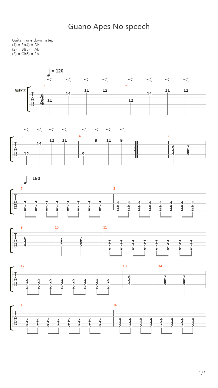 No Speech吉他谱