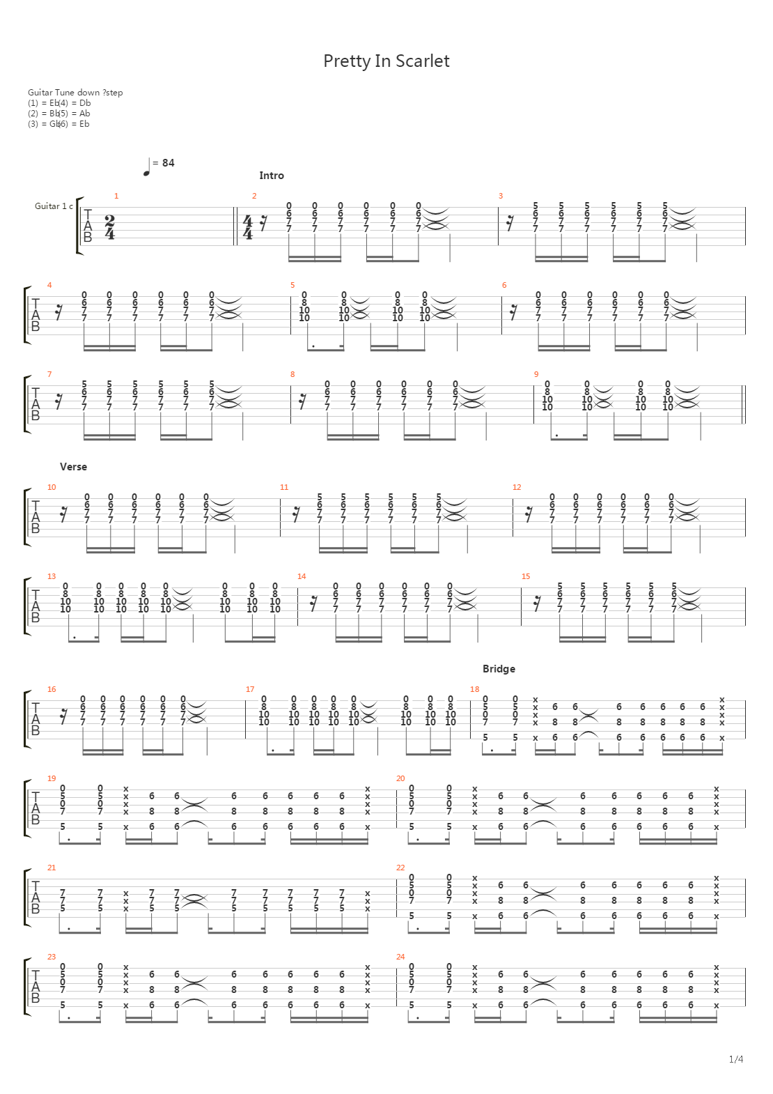 Pretty In Scarlet吉他谱