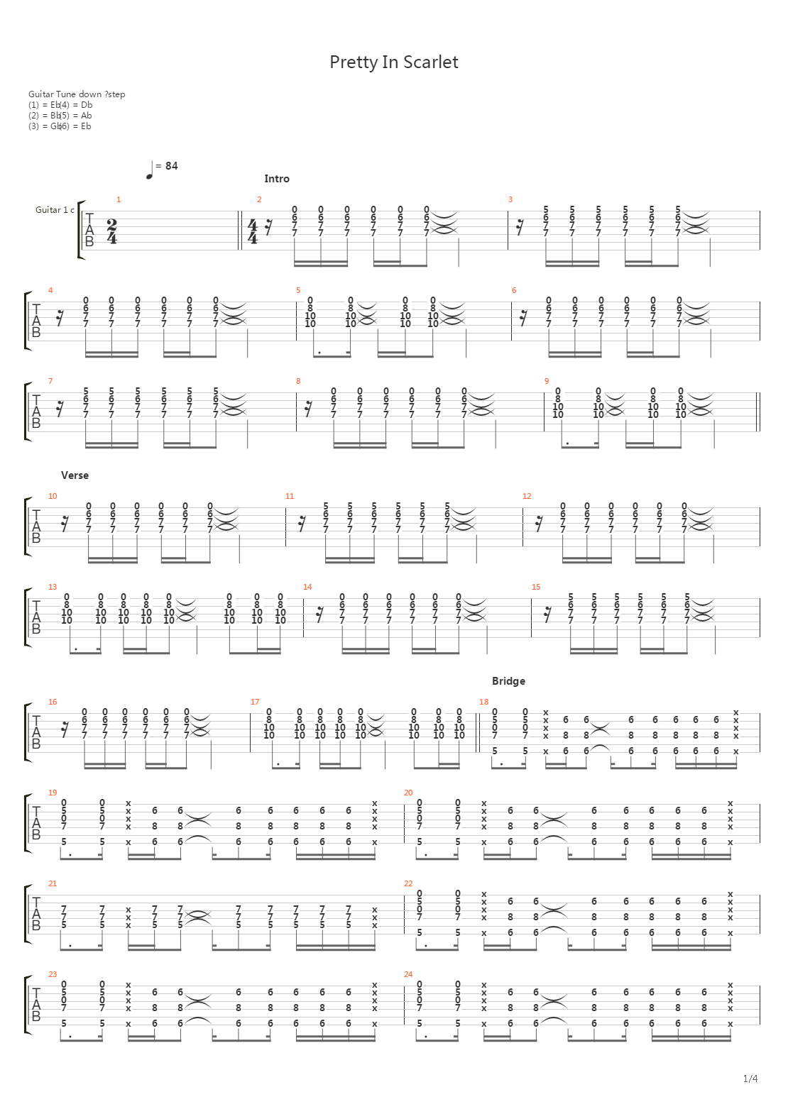 Pretty In Scarlett吉他谱
