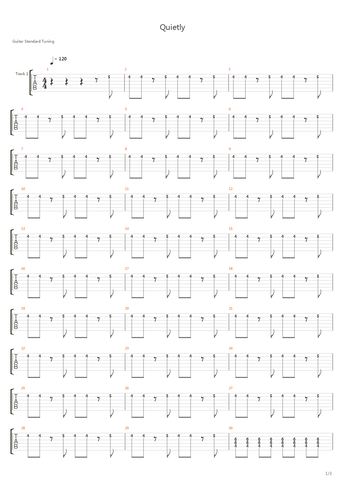 Quietly吉他谱