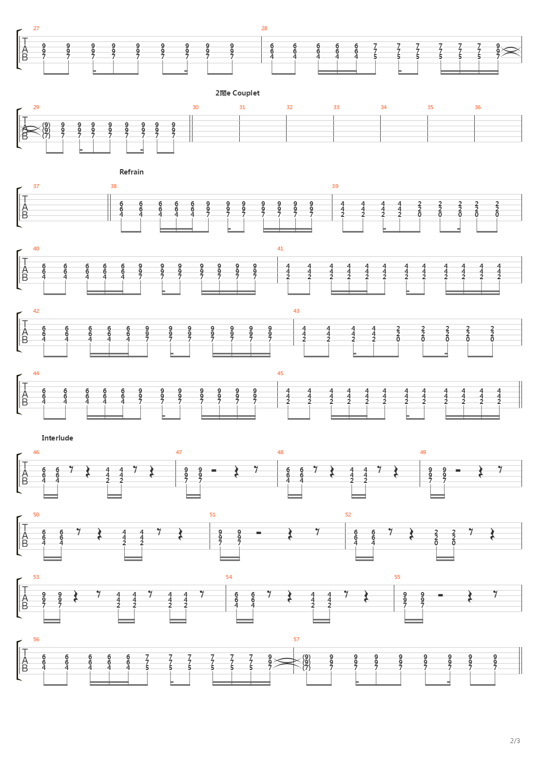 Dans La Diagonale吉他谱