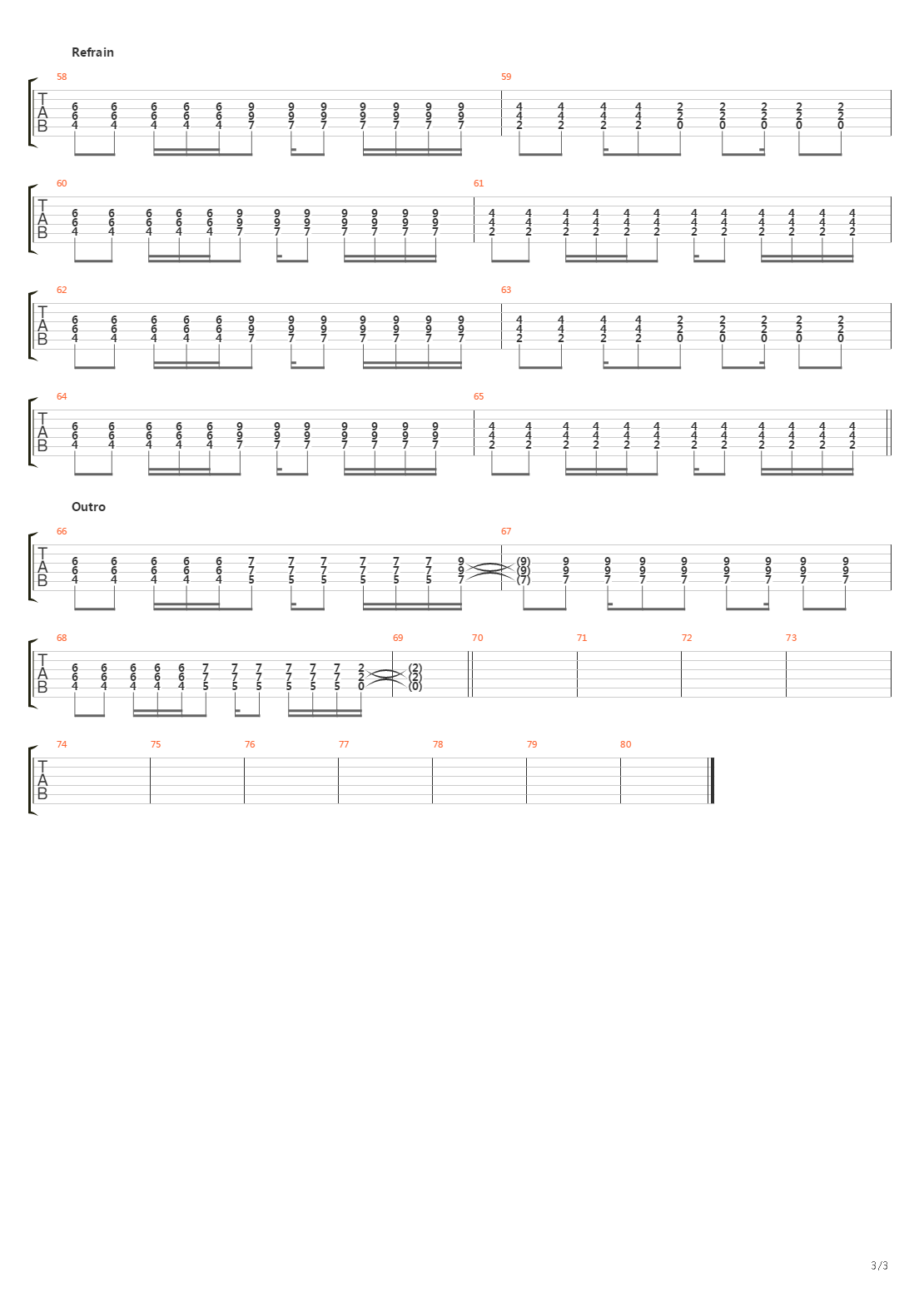 Dans La Diagonale吉他谱